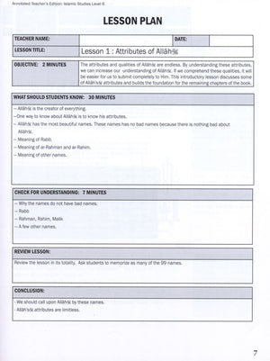 Weekend Learning Islamic Studies Teacher Manual Level 6