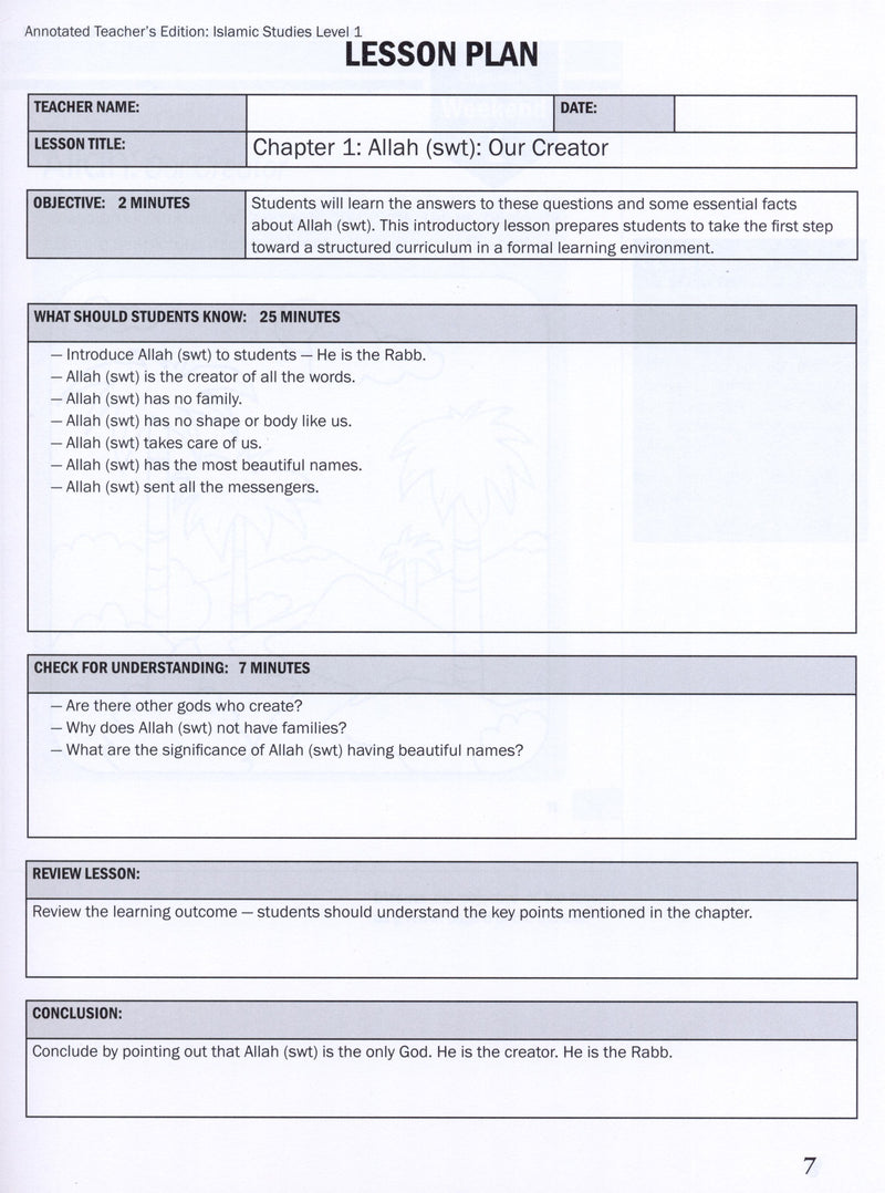 Weekend Learning Islamic Studies Teacher Manual Level 1