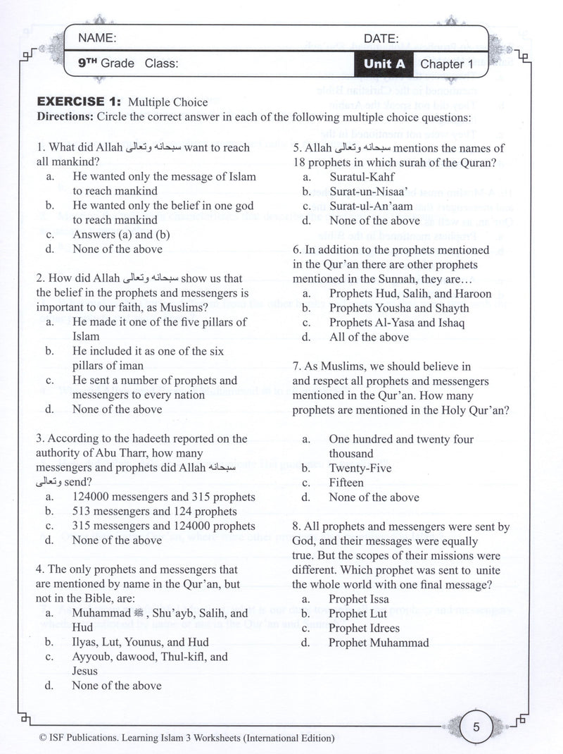 Learning Islam Workbook Level 3 (8th Grade)
