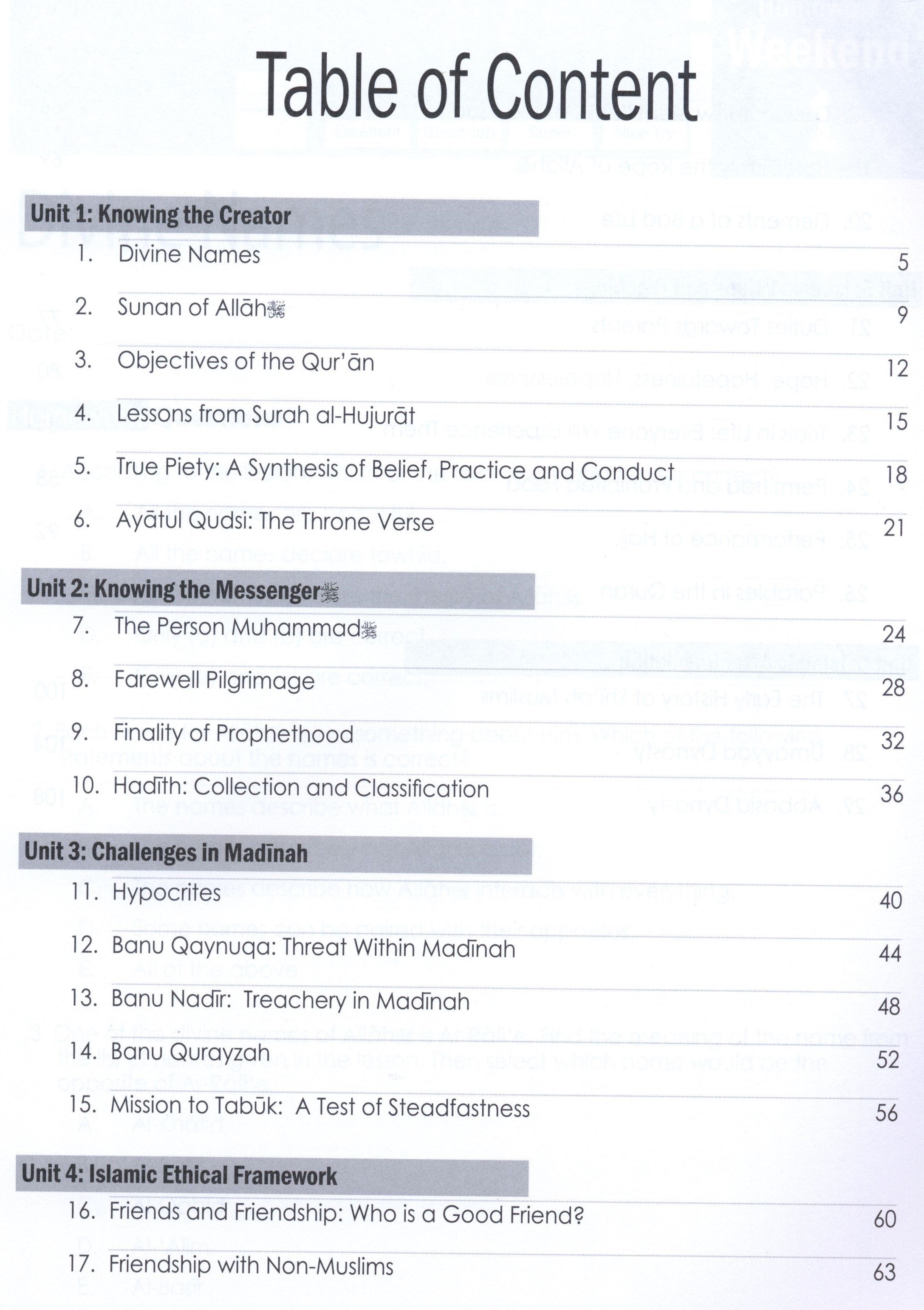 Weekend Learning Islamic Studies Workbook Level 8