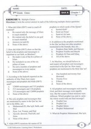 Learning Islam Workbook Level 2 (7th Grade)