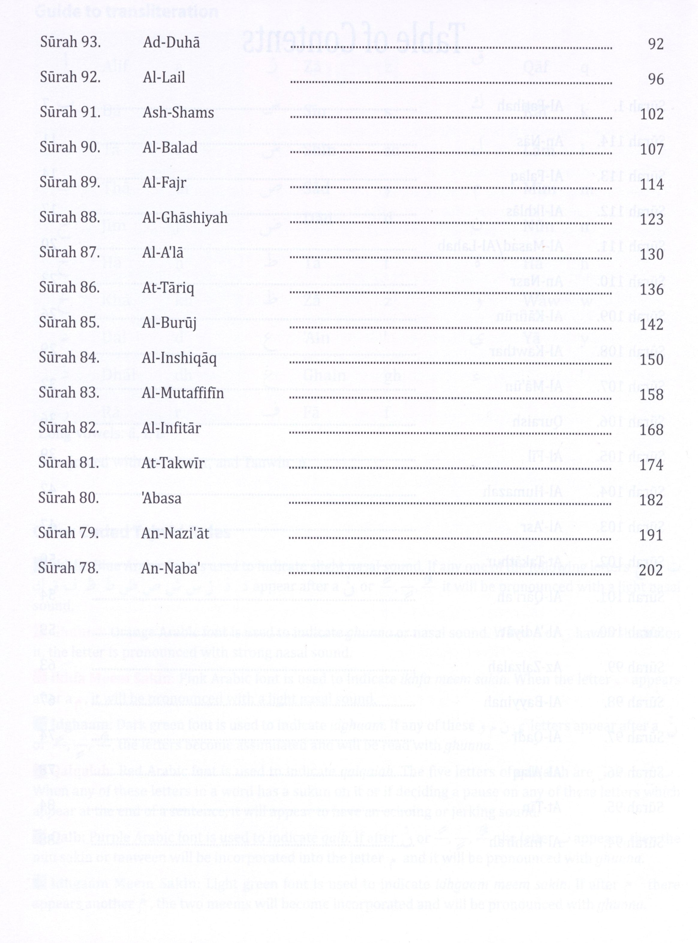 Weekend Learning Juz' Amma (Part 30) for School Students with Transliteration (Green)