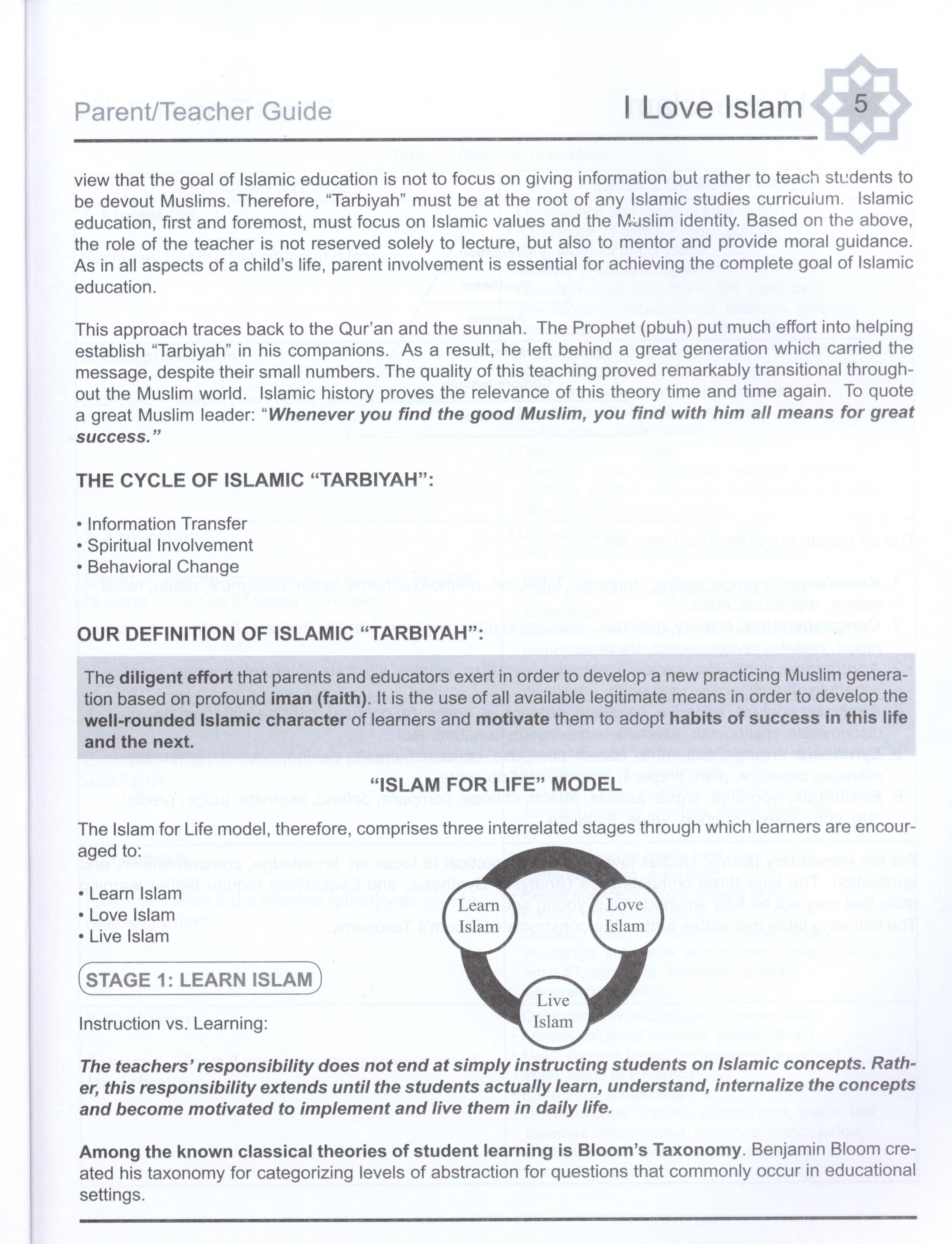 I Love Islam Teacher / Parent Guide Level 2 - First Edition