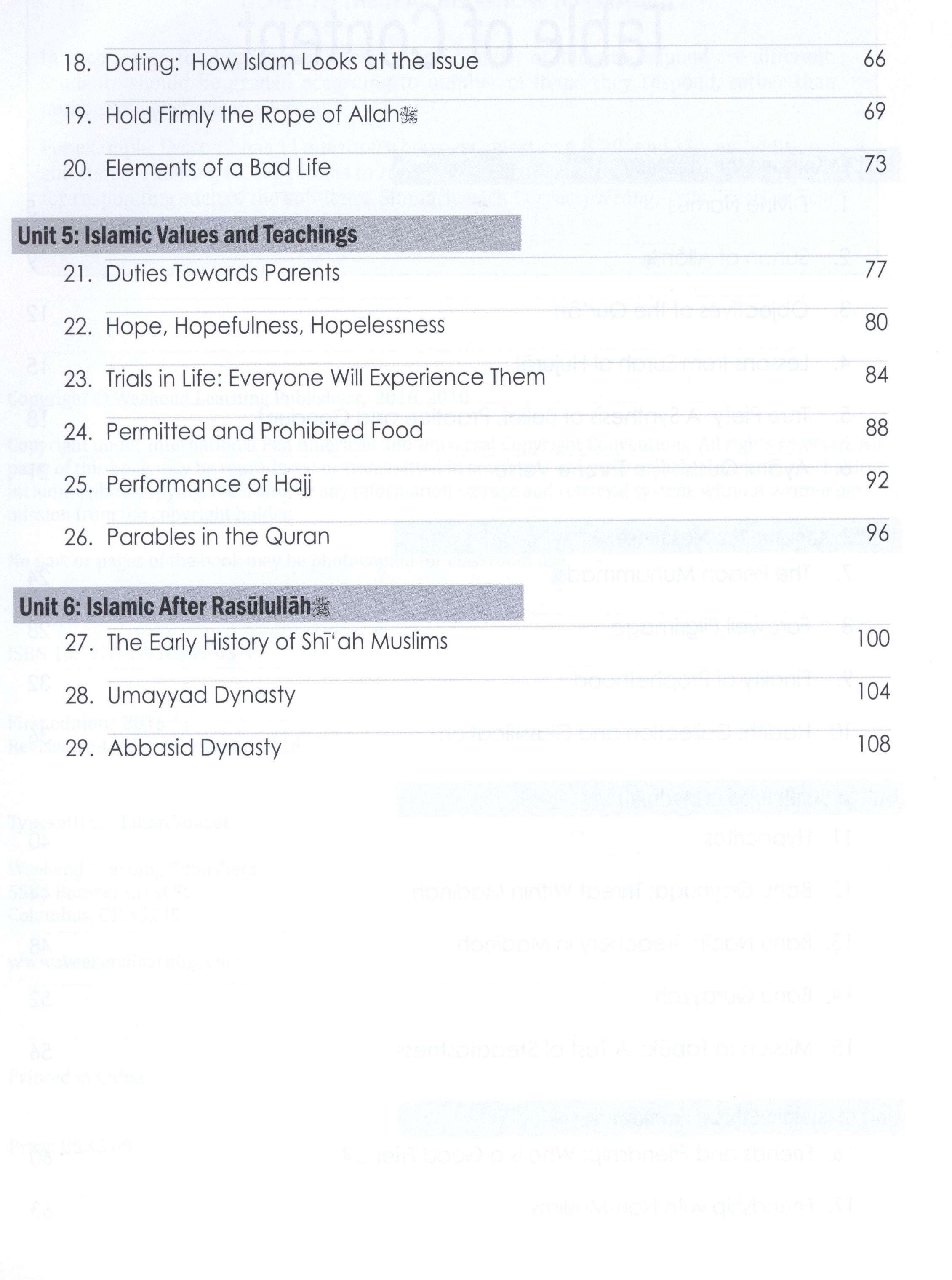 Weekend Learning Islamic Studies Workbook Level 8