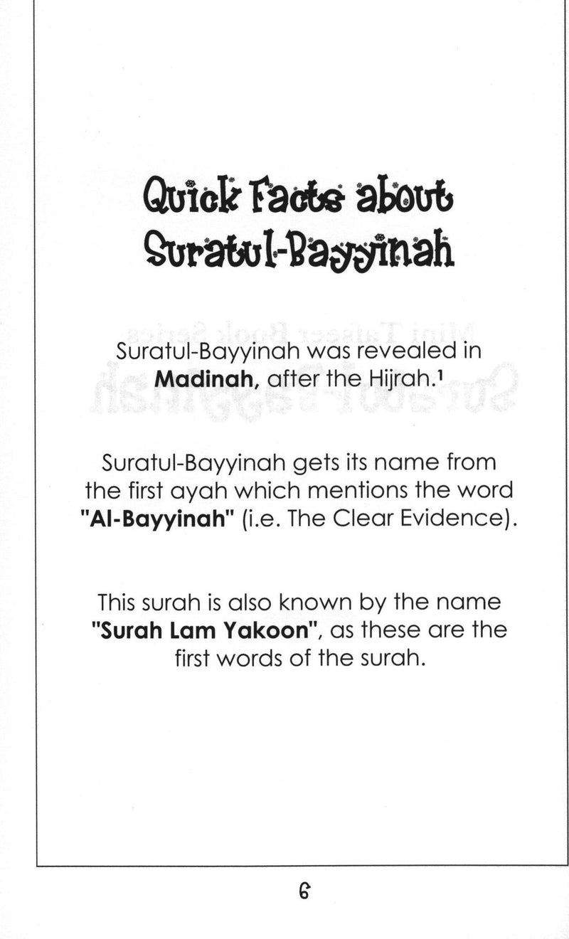 Mini Tafseer Book Suratul Bayyinah (Surah 98)