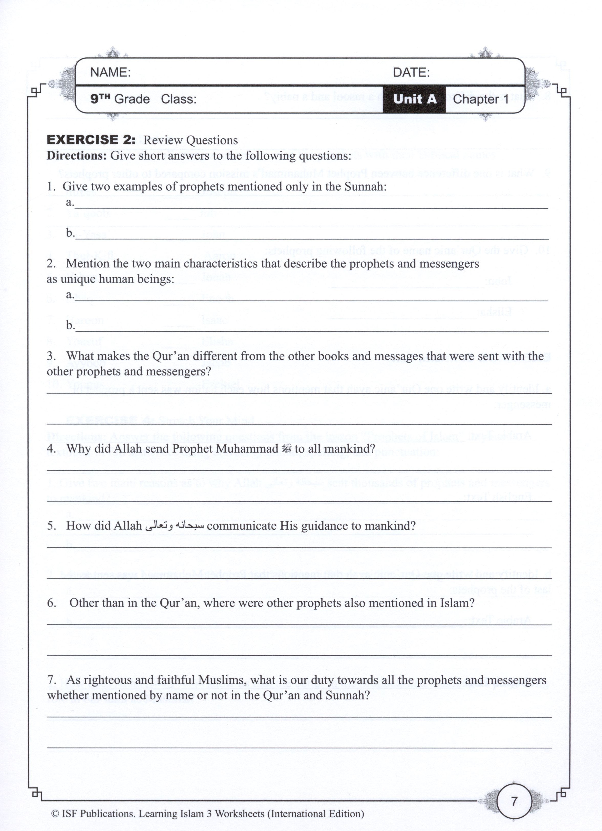 Learning Islam Workbook Level 3 (8th Grade)