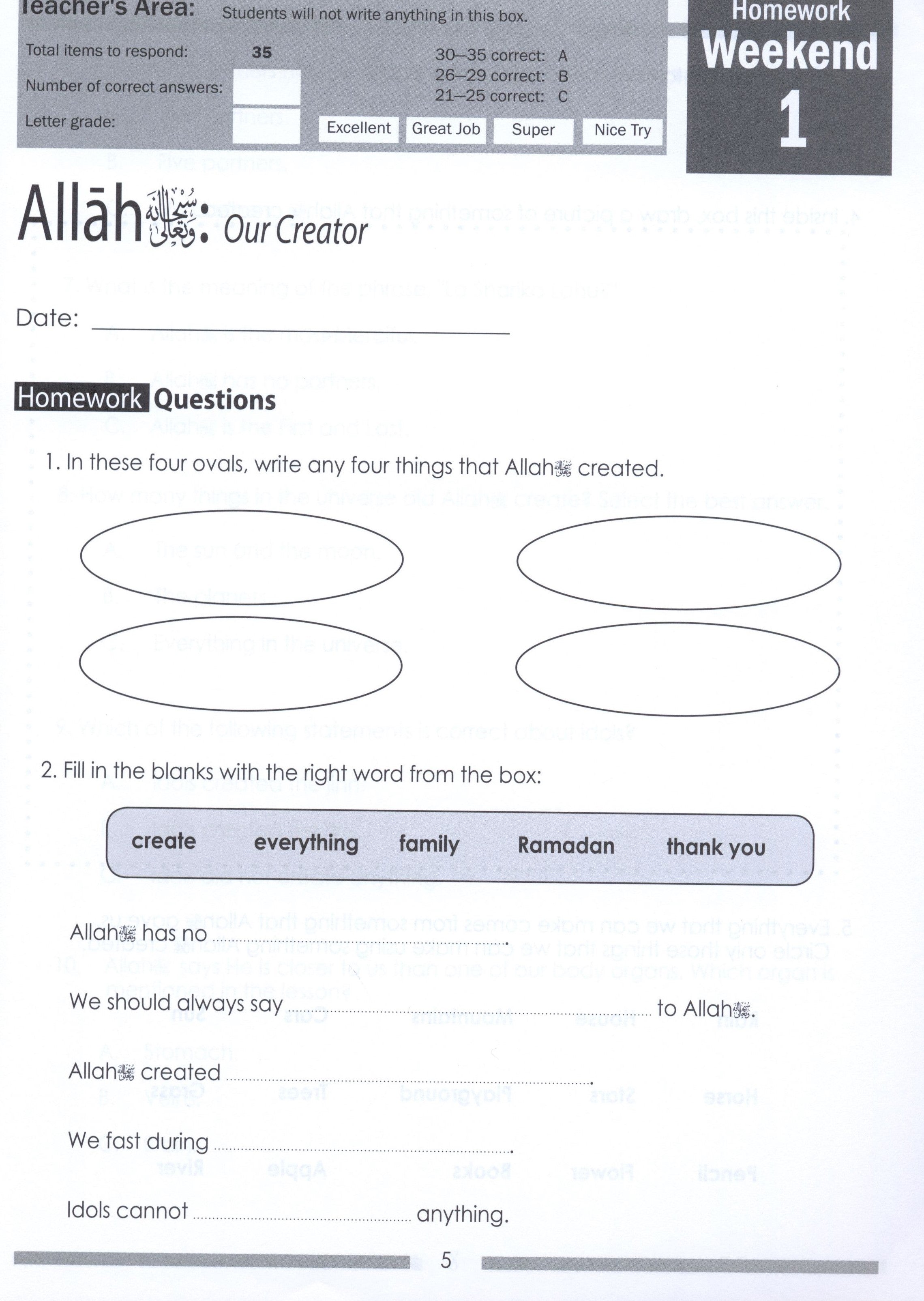 Weekend Learning Islamic Studies Workbook Level 2