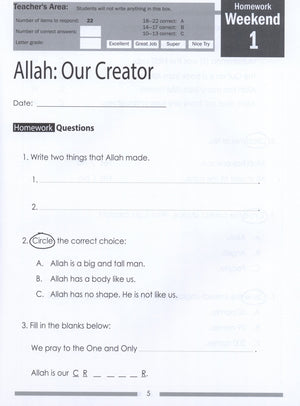 Weekend Learning Islamic Studies Workbook Level 1