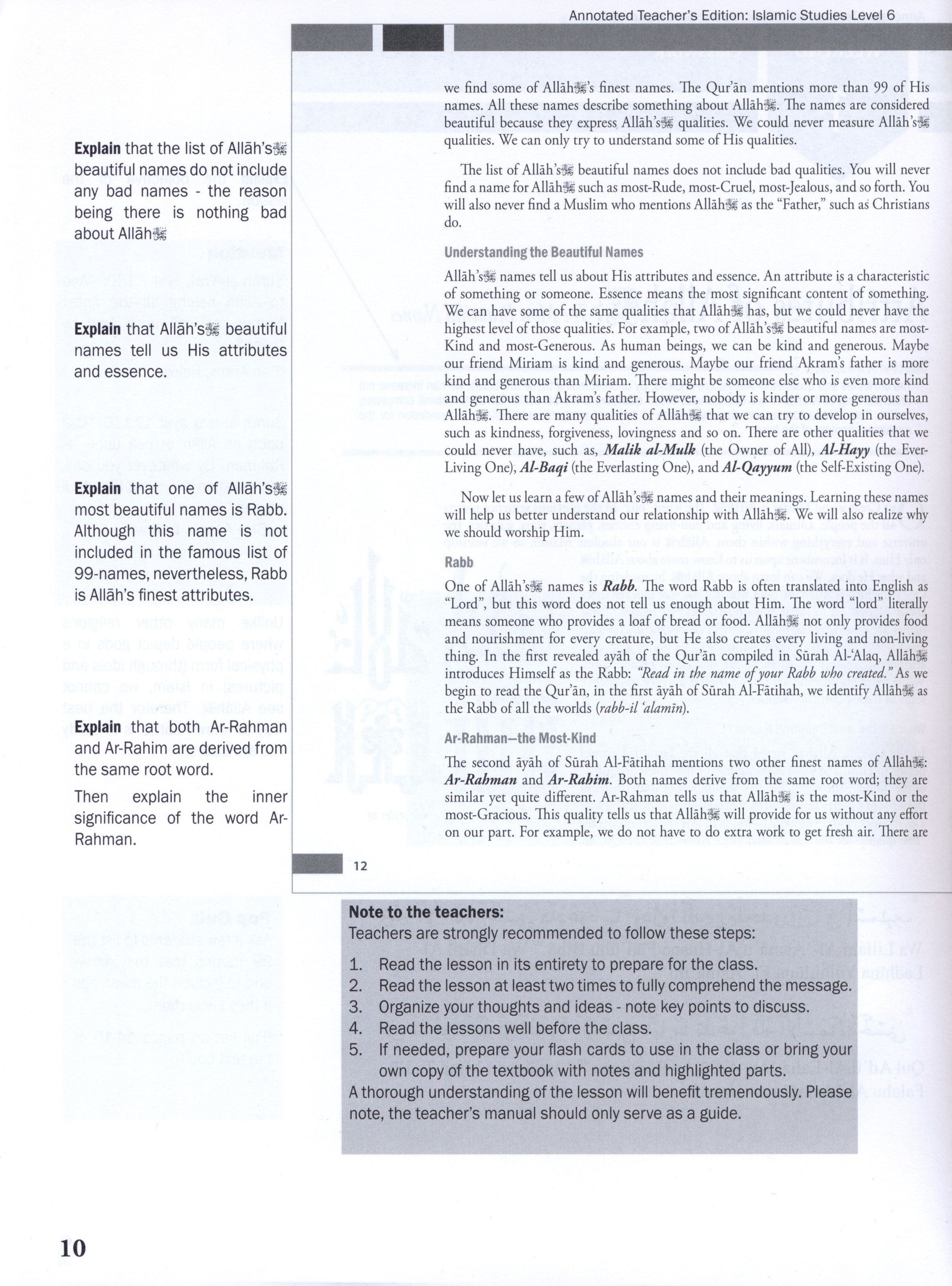 Weekend Learning Islamic Studies Teacher Manual Level 6