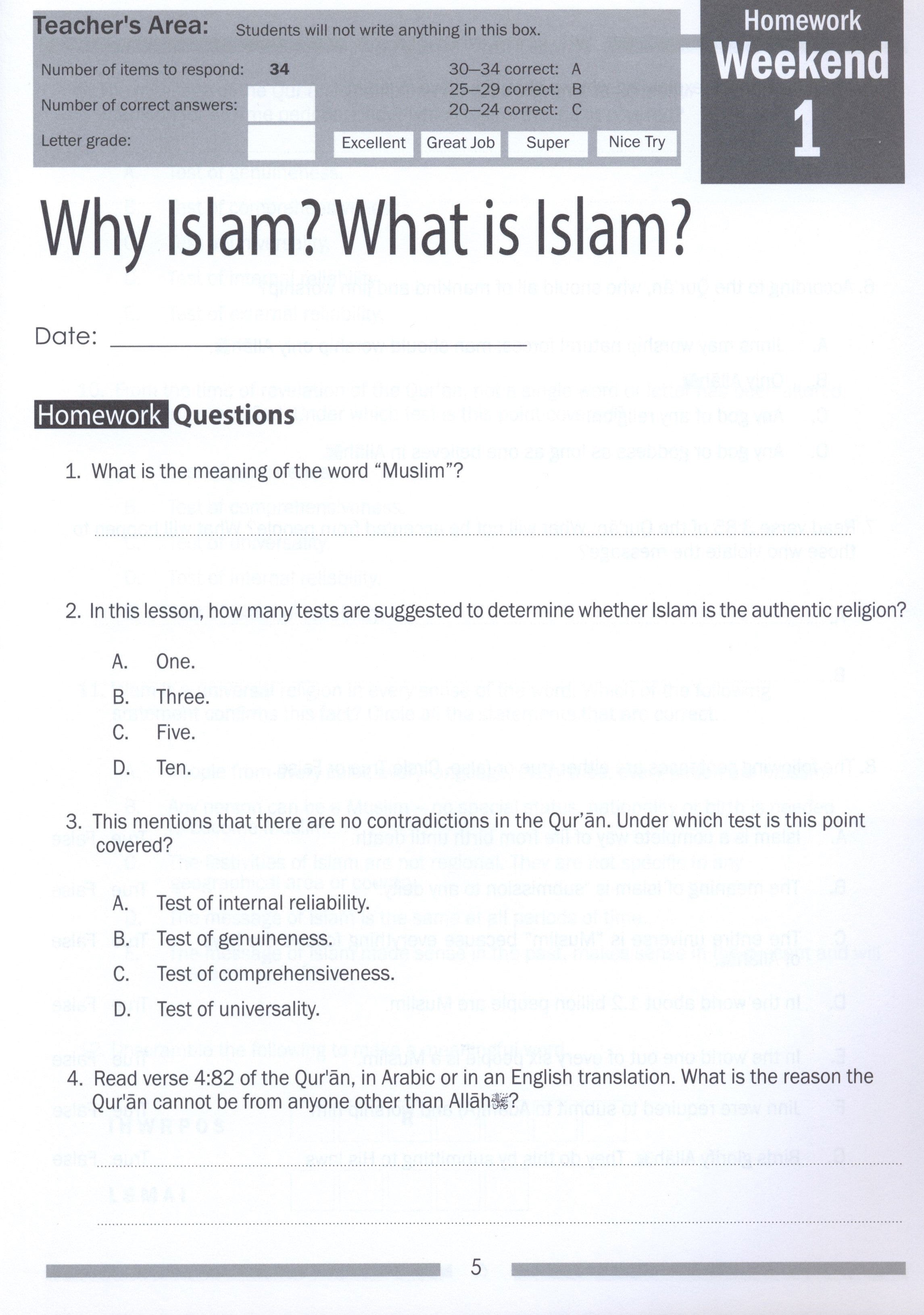 Weekend Learning Islamic Studies Workbook Level 7
