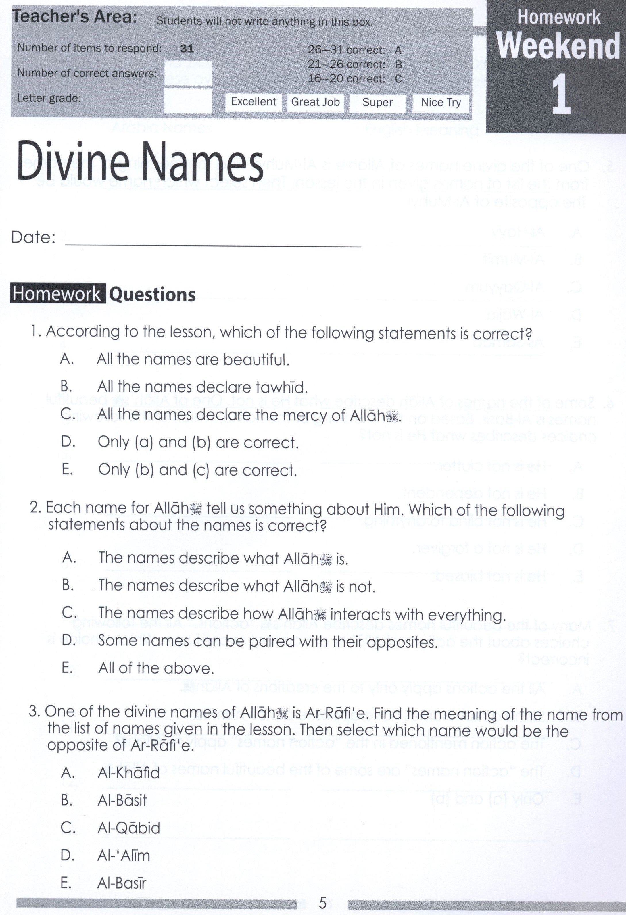 Weekend Learning Islamic Studies Workbook Level 8