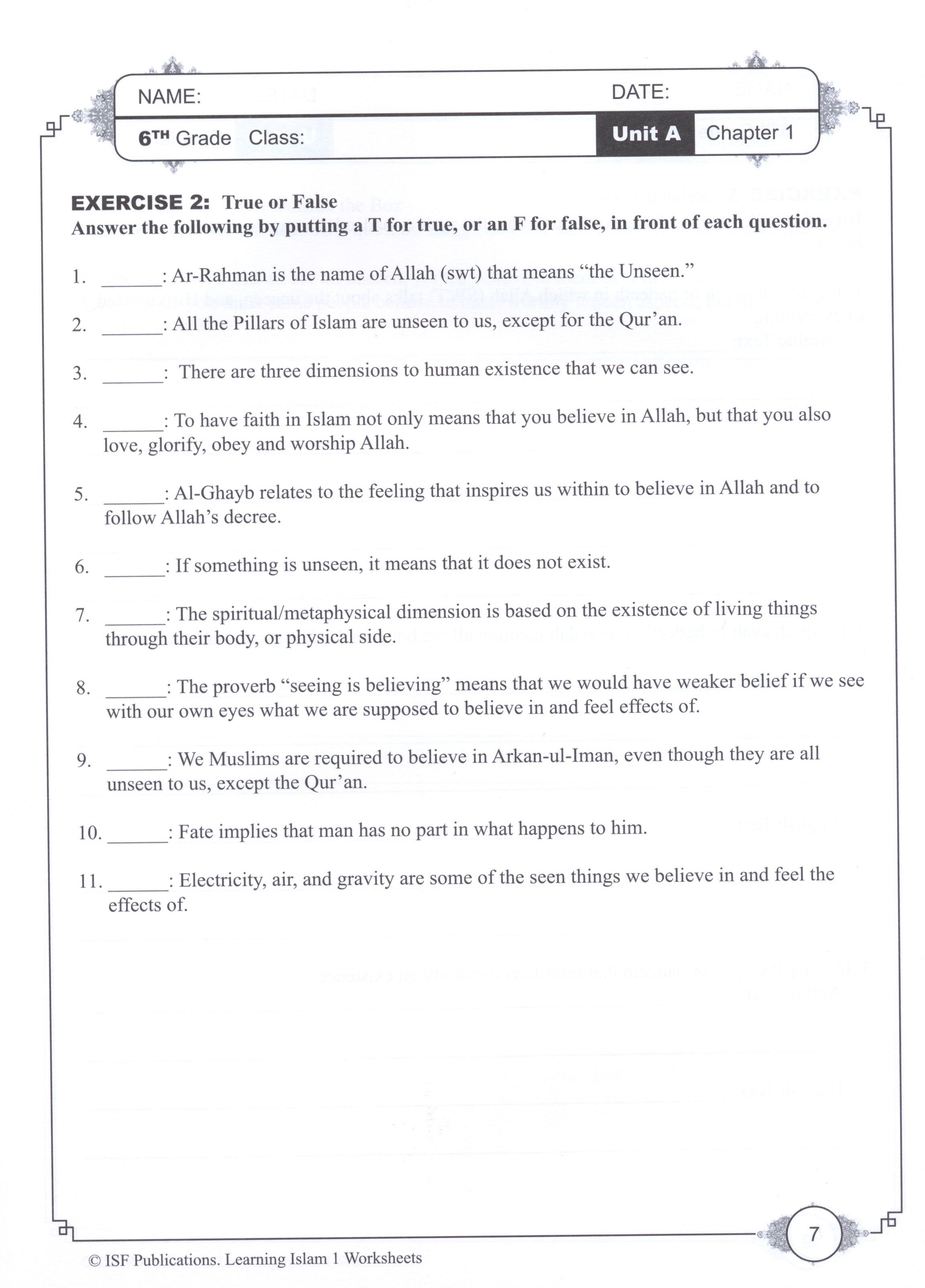 Learning Islam Workbook Level 1 (6th Grade)