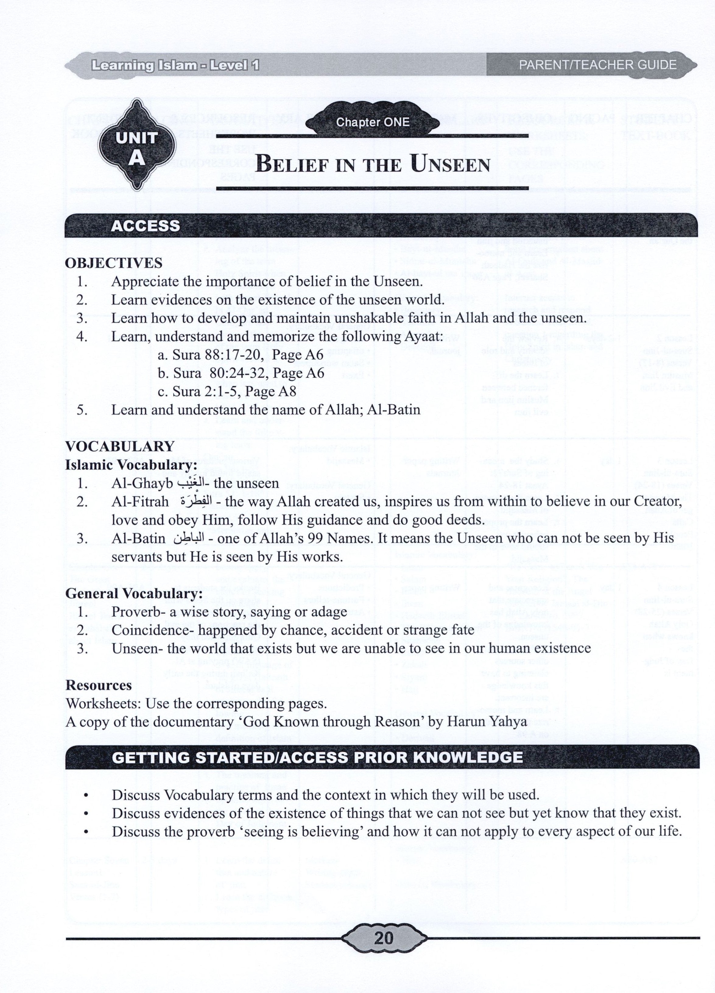 Learning Islam Teacher Book Level 1 (6th Grade)