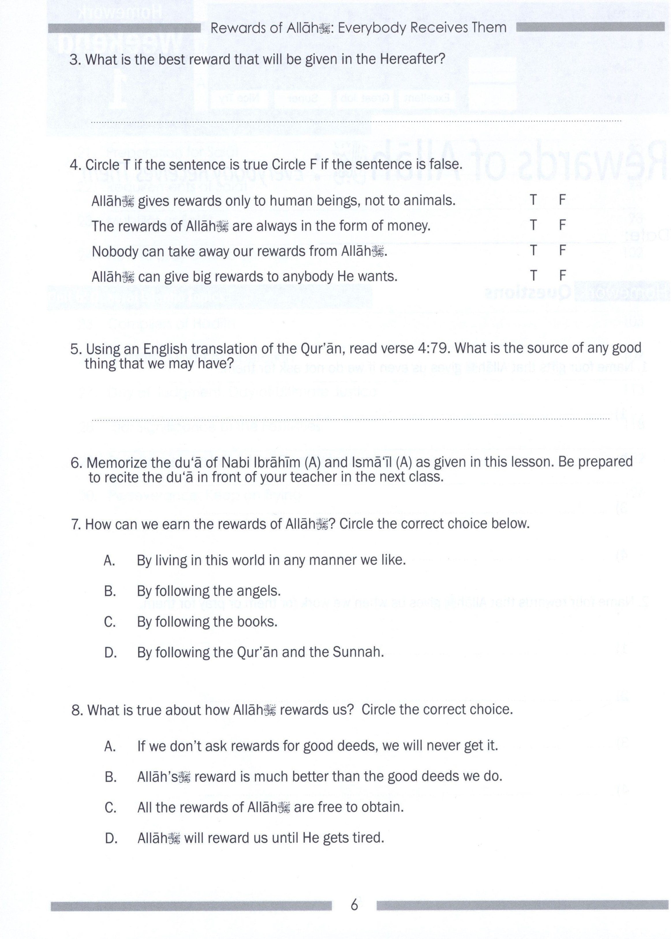 Weekend Learning Islamic Studies Workbook Level 4