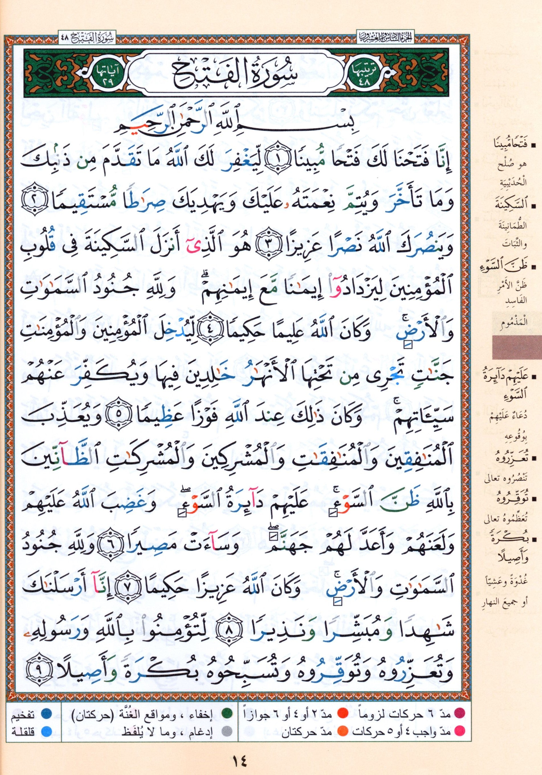 Color Coded Tajweed Quran From Surah Al-Ahqaf to Surah Al-Nas Parts 26 to 30 Size 7