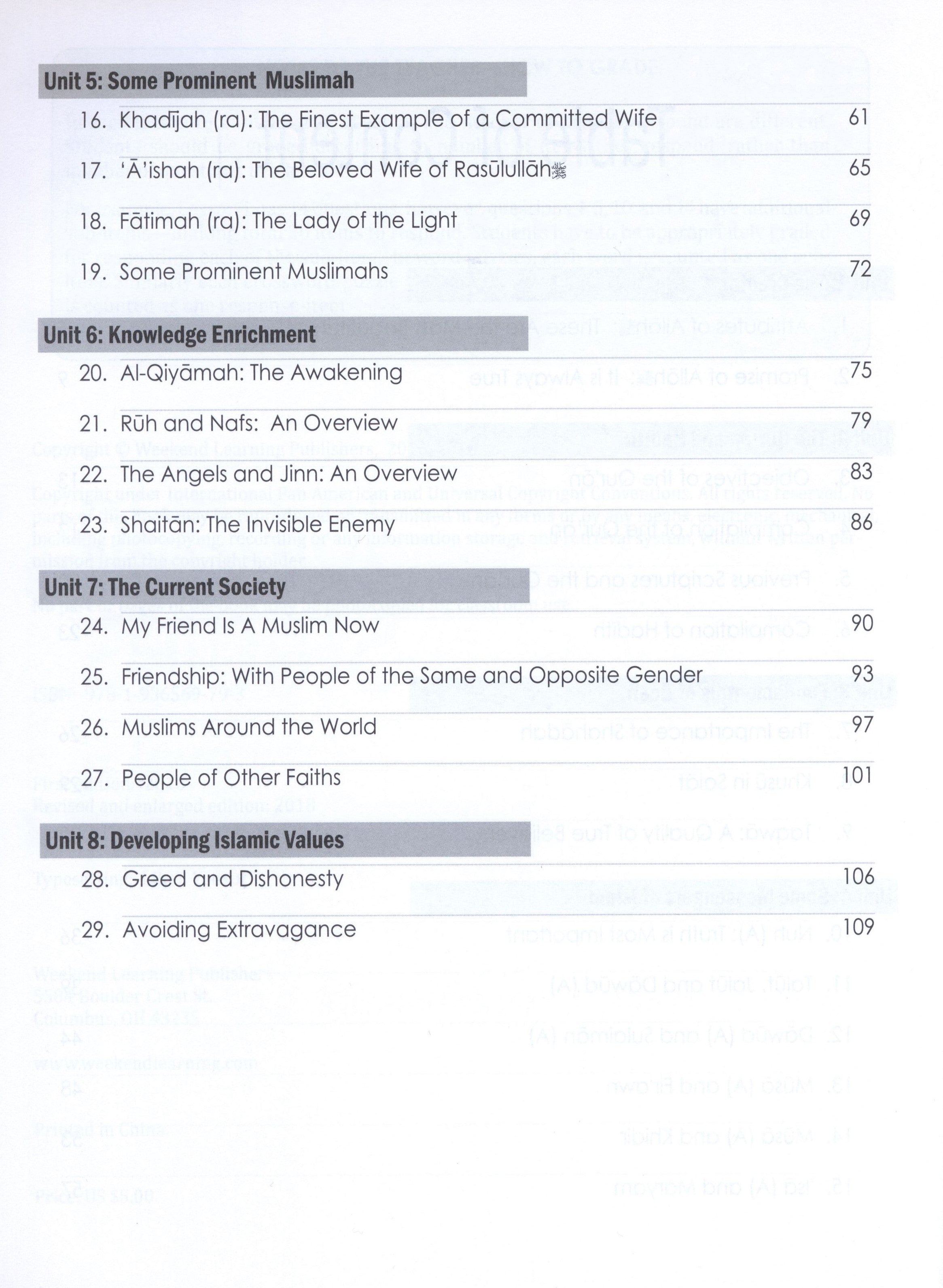 Weekend Learning Islamic Studies Workbook Level 6