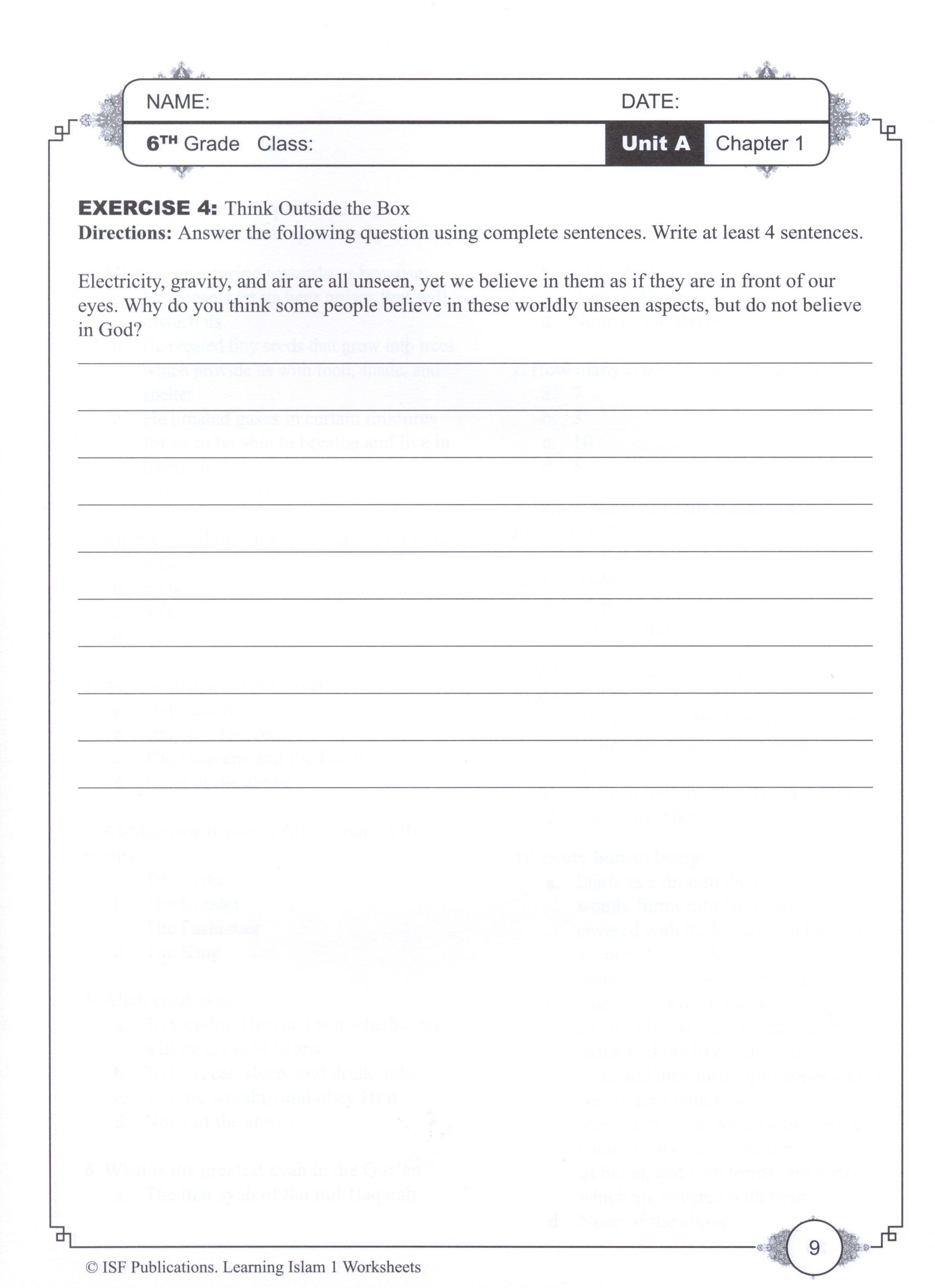 Learning Islam Workbook Level 1 (6th Grade)