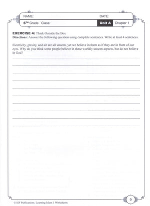 Learning Islam Workbook Level 1 (6th Grade)