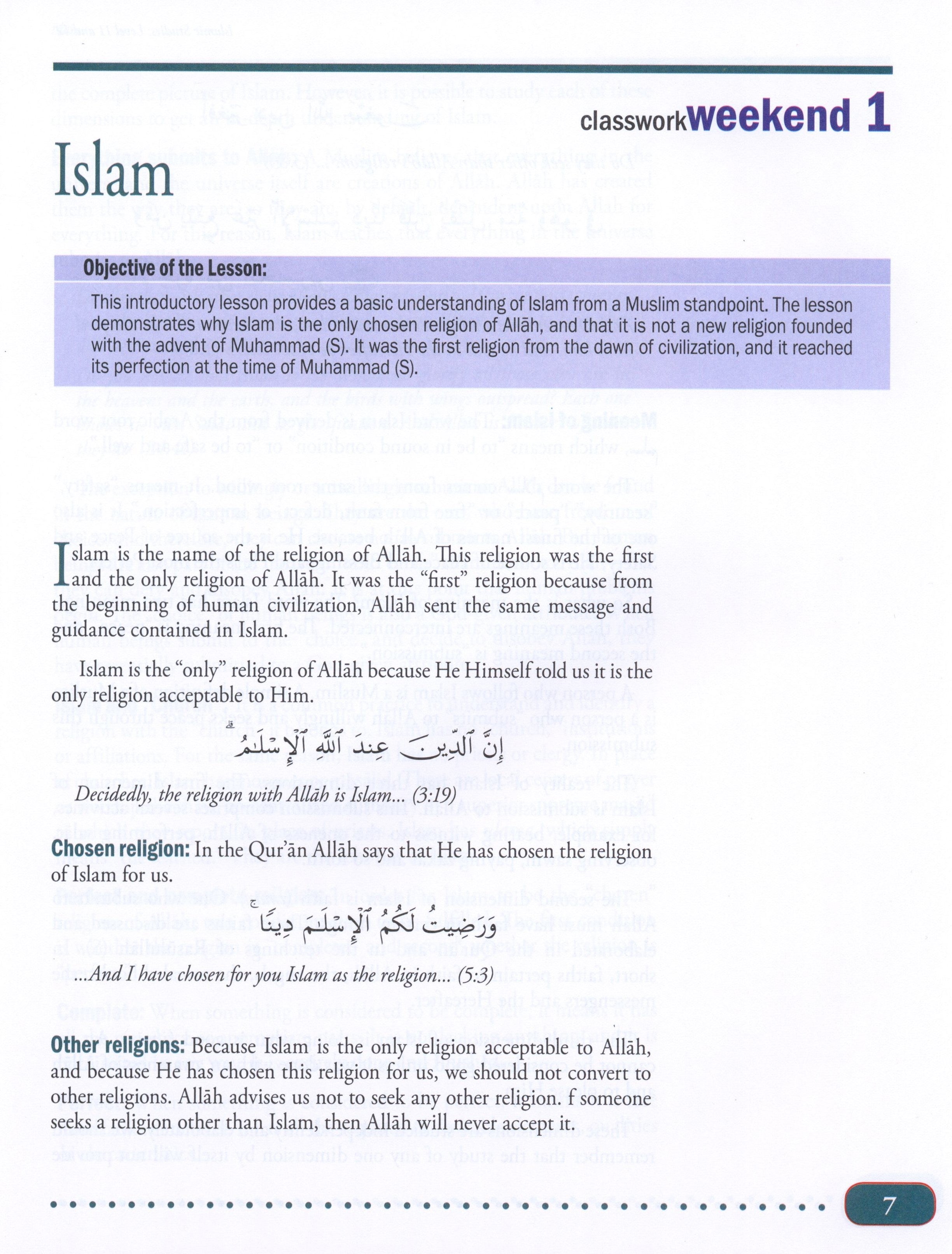 Weekend Learning Islamic Studies Level 11 & 12
