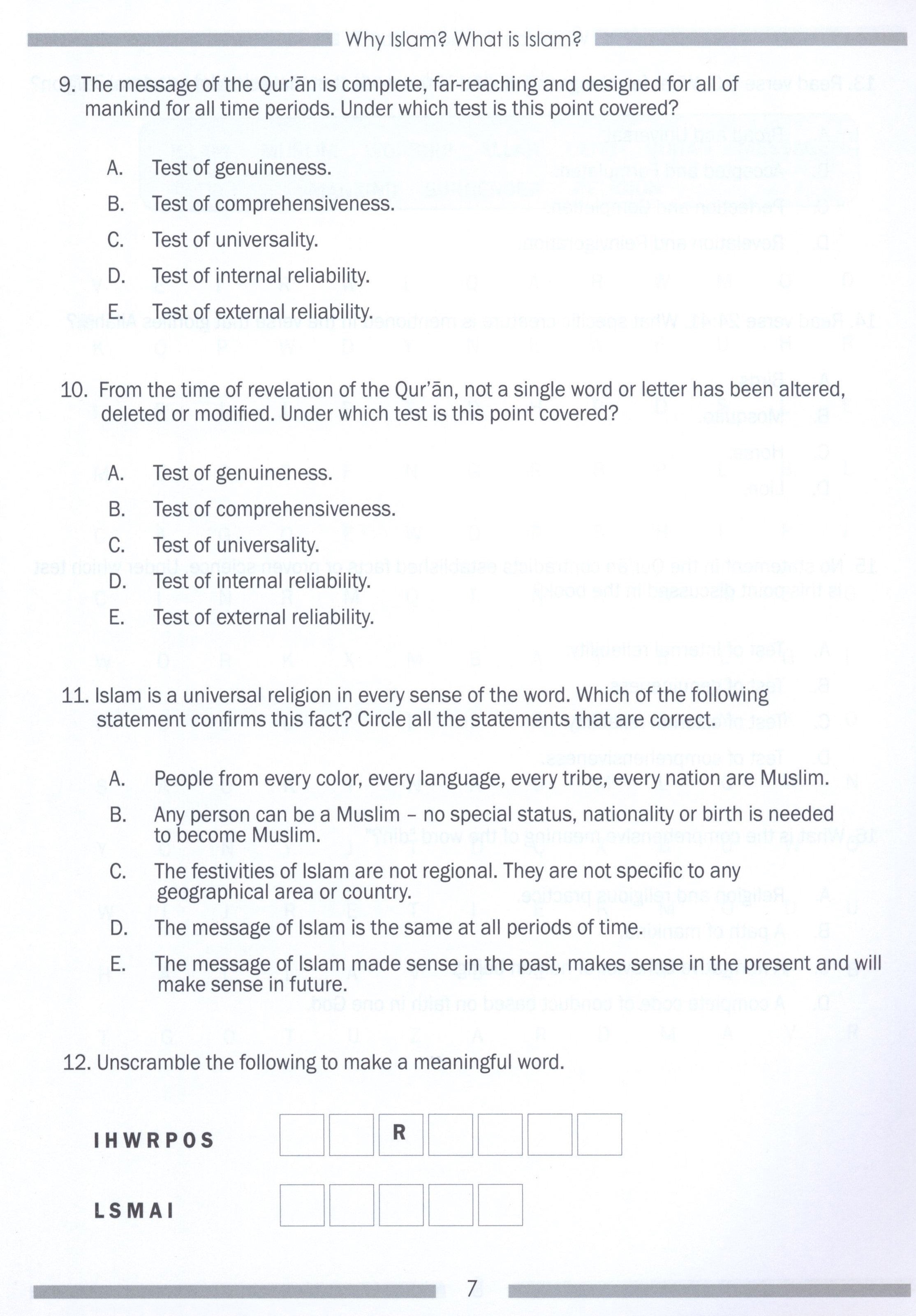 Weekend Learning Islamic Studies Workbook Level 7