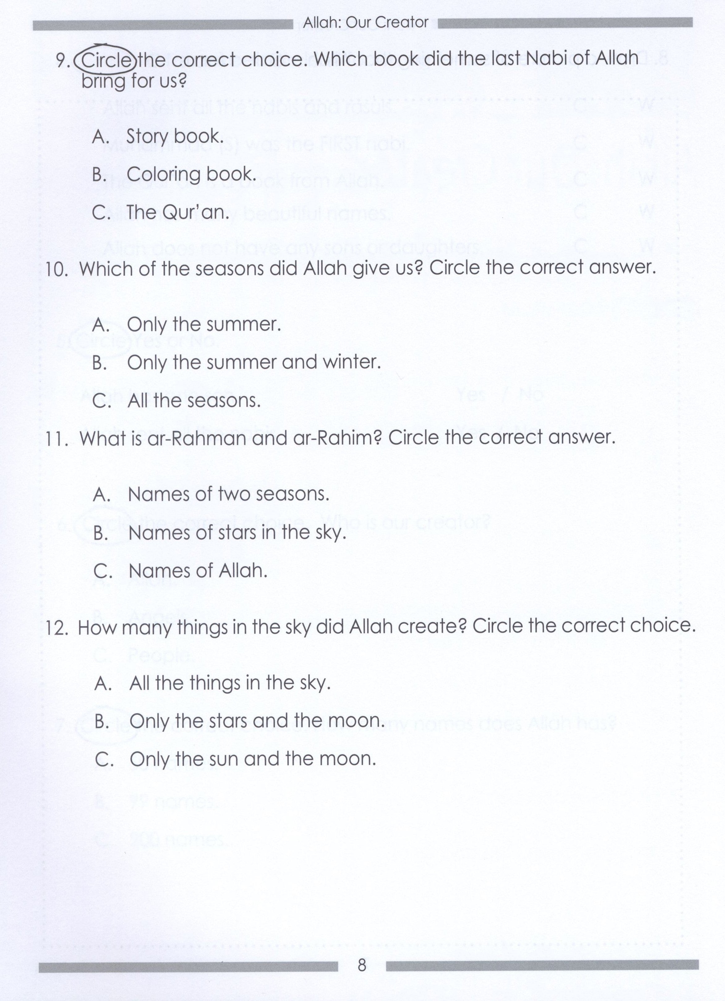 Weekend Learning Islamic Studies Workbook Level 1