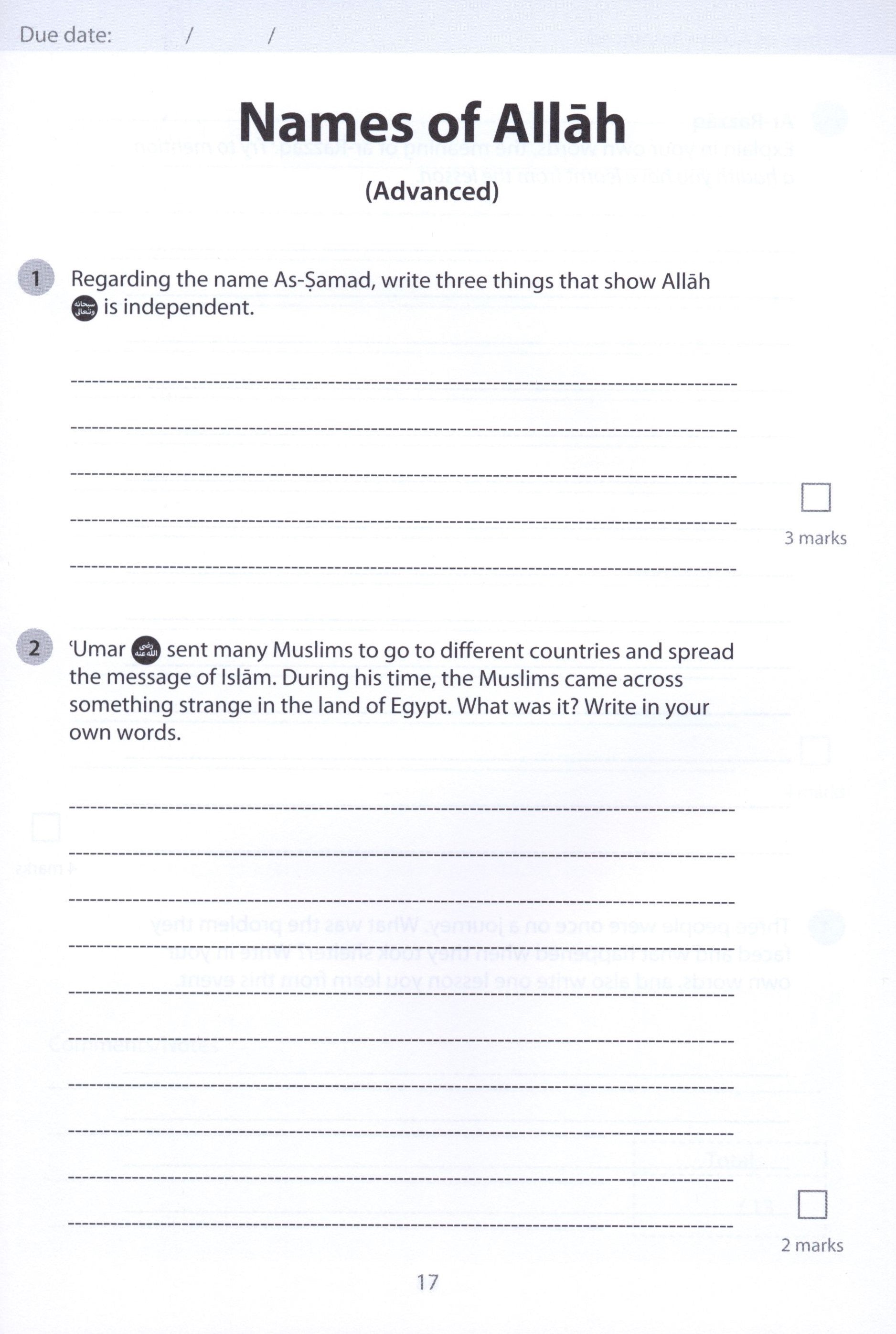 Safar Islamic Studies Workbook 3