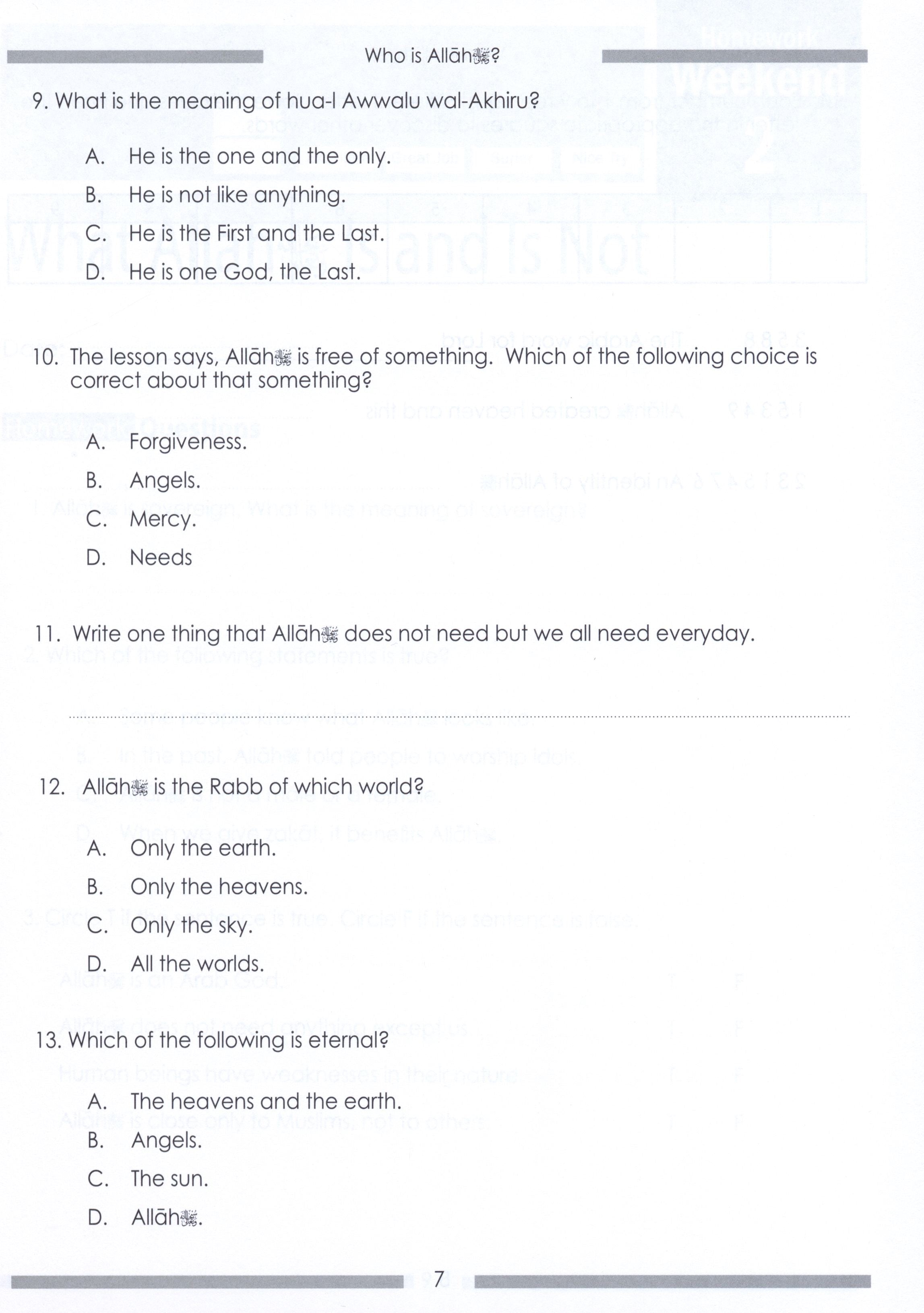 Weekend Learning Islamic Studies Workbook Level 3