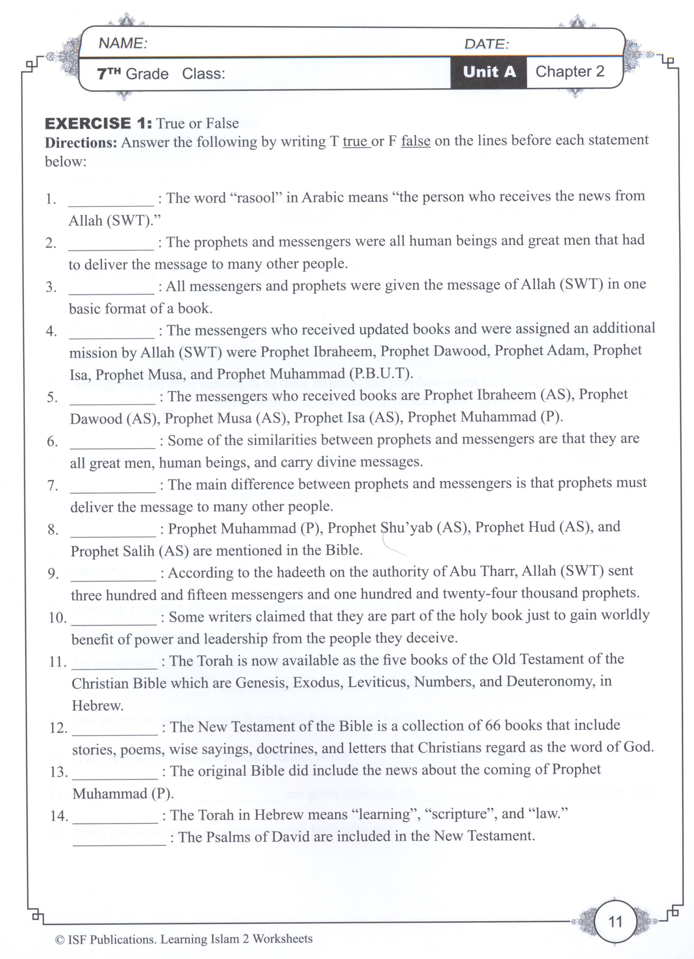 Learning Islam Workbook Level 2 (7th Grade)