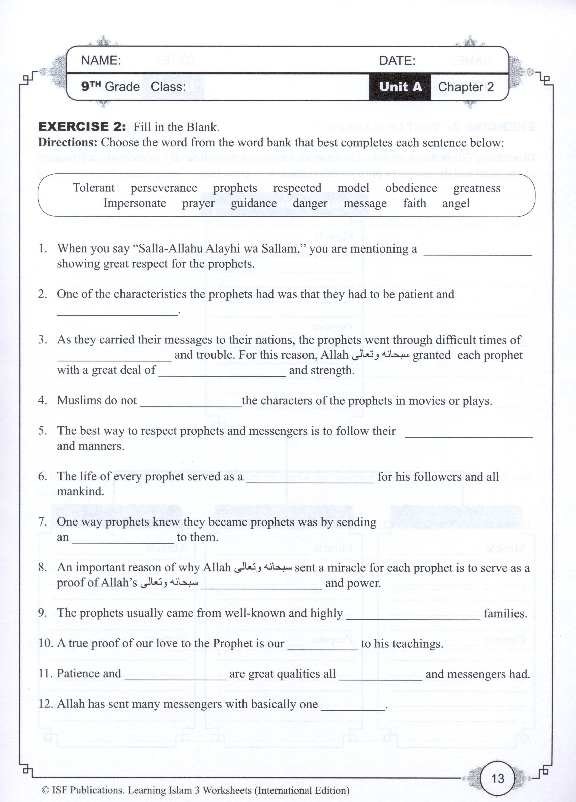 Learning Islam Workbook Level 3 (8th Grade)