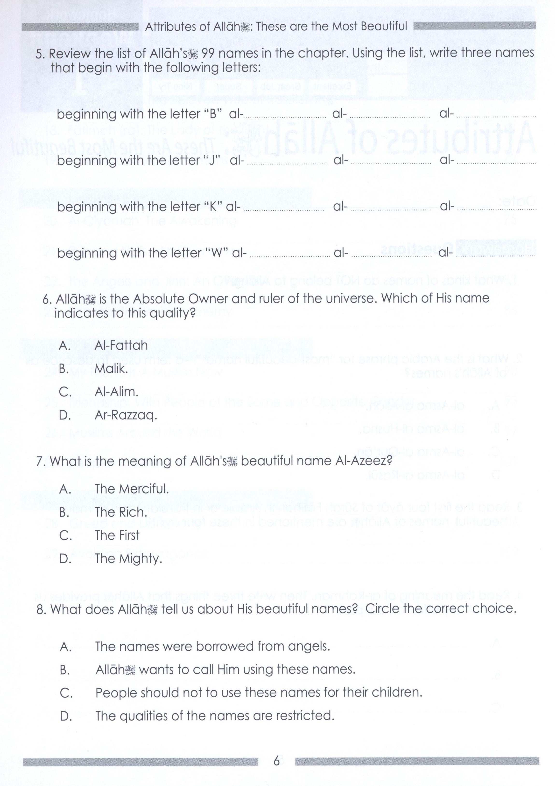 Weekend Learning Islamic Studies Workbook Level 6