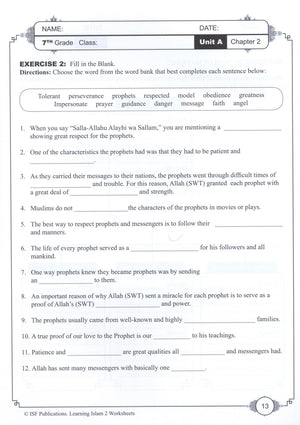 Learning Islam Workbook Level 2 (7th Grade)
