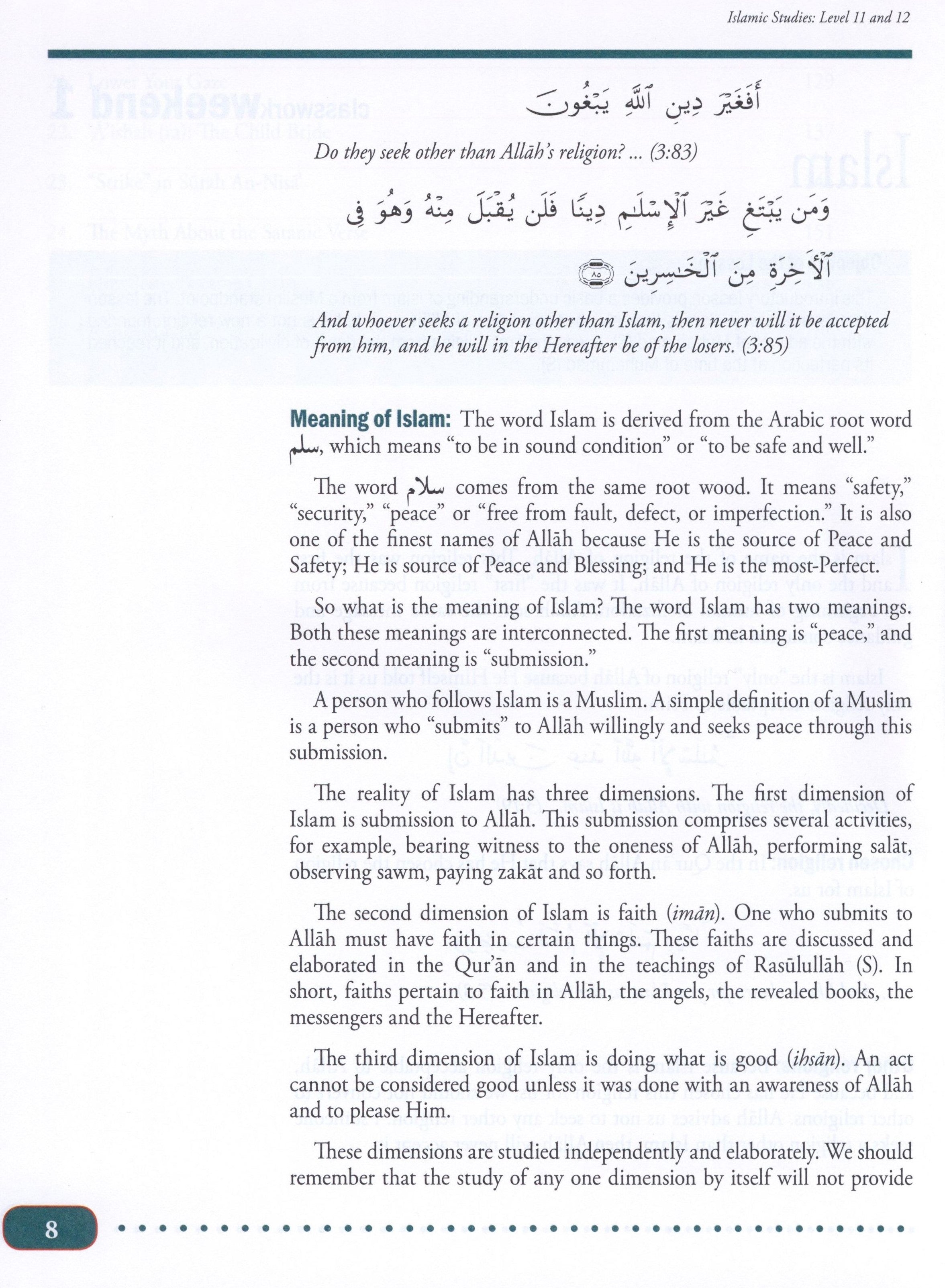 Weekend Learning Islamic Studies Level 11 & 12