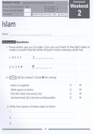 Weekend Learning Islamic Studies Workbook Level 1