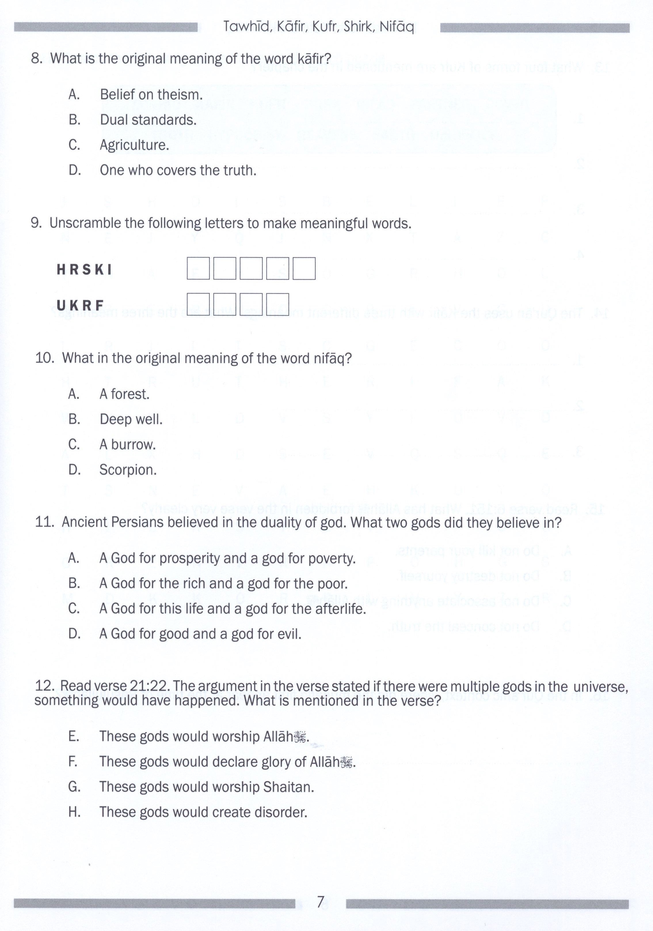 Weekend Learning Islamic Studies Workbook Level 5