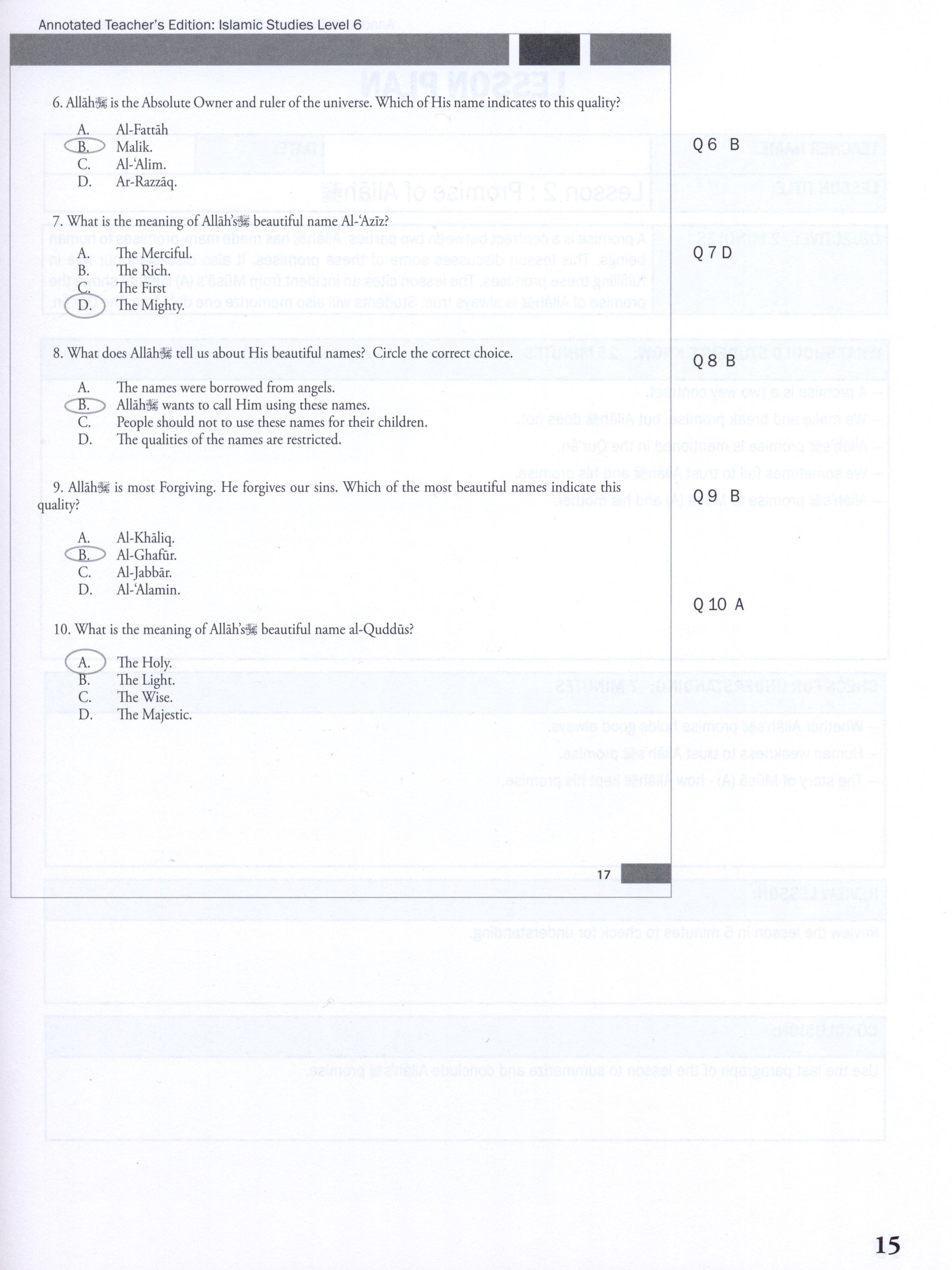 Weekend Learning Islamic Studies Teacher Manual Level 6