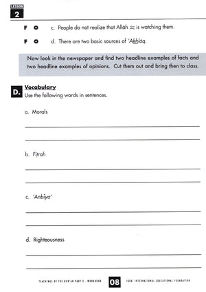 Teachings of the Qur'an Workbook Volume 2