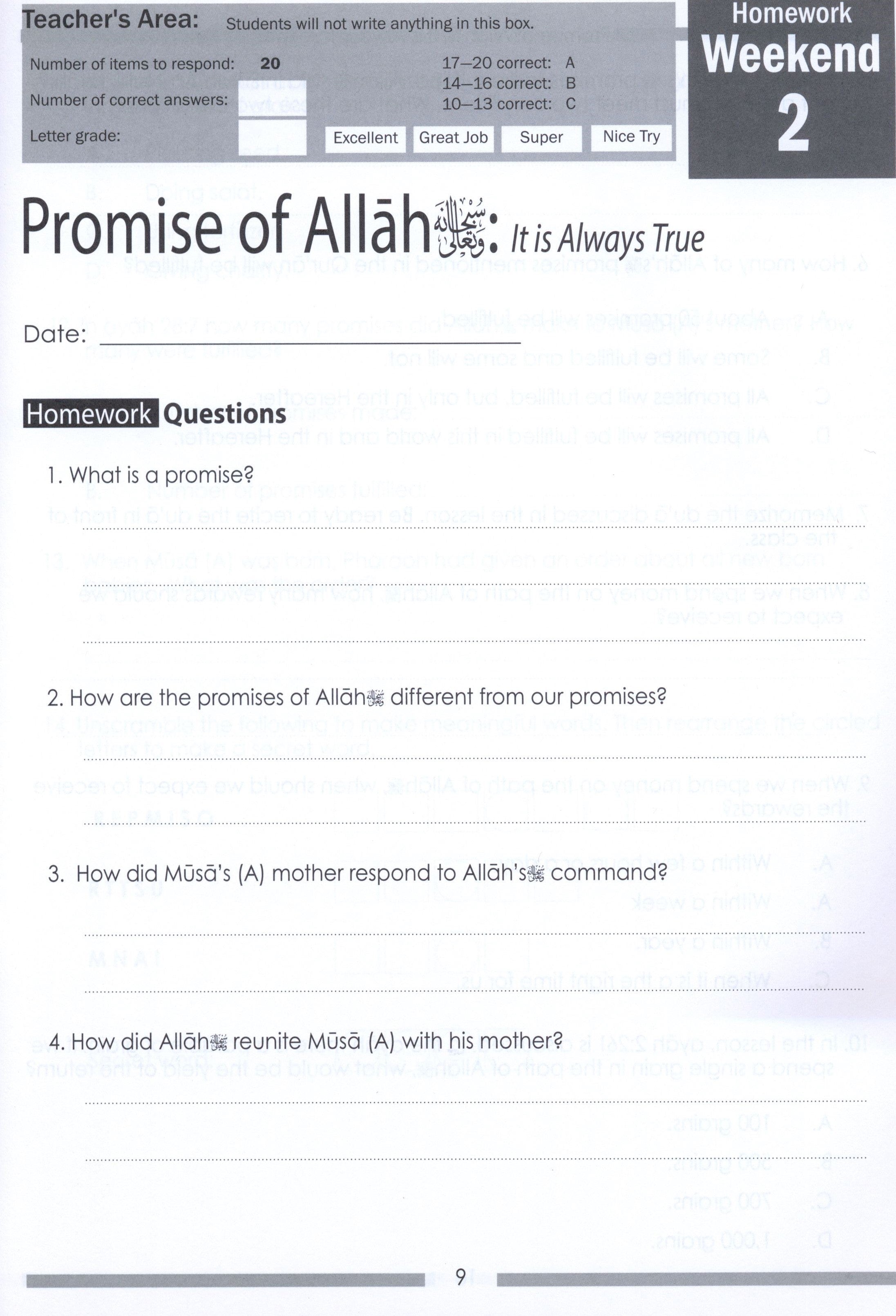 Weekend Learning Islamic Studies Workbook Level 6