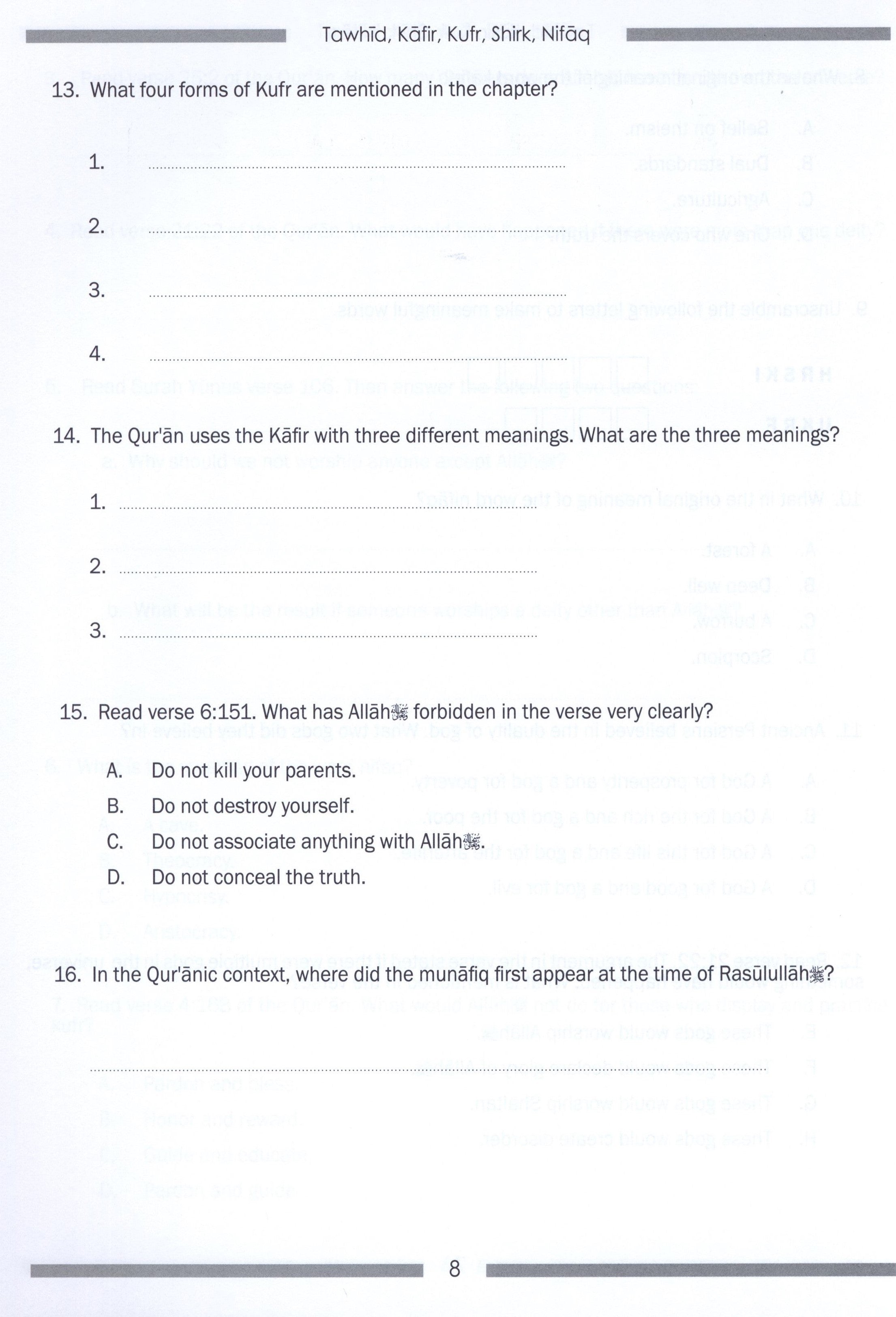 Weekend Learning Islamic Studies Workbook Level 5