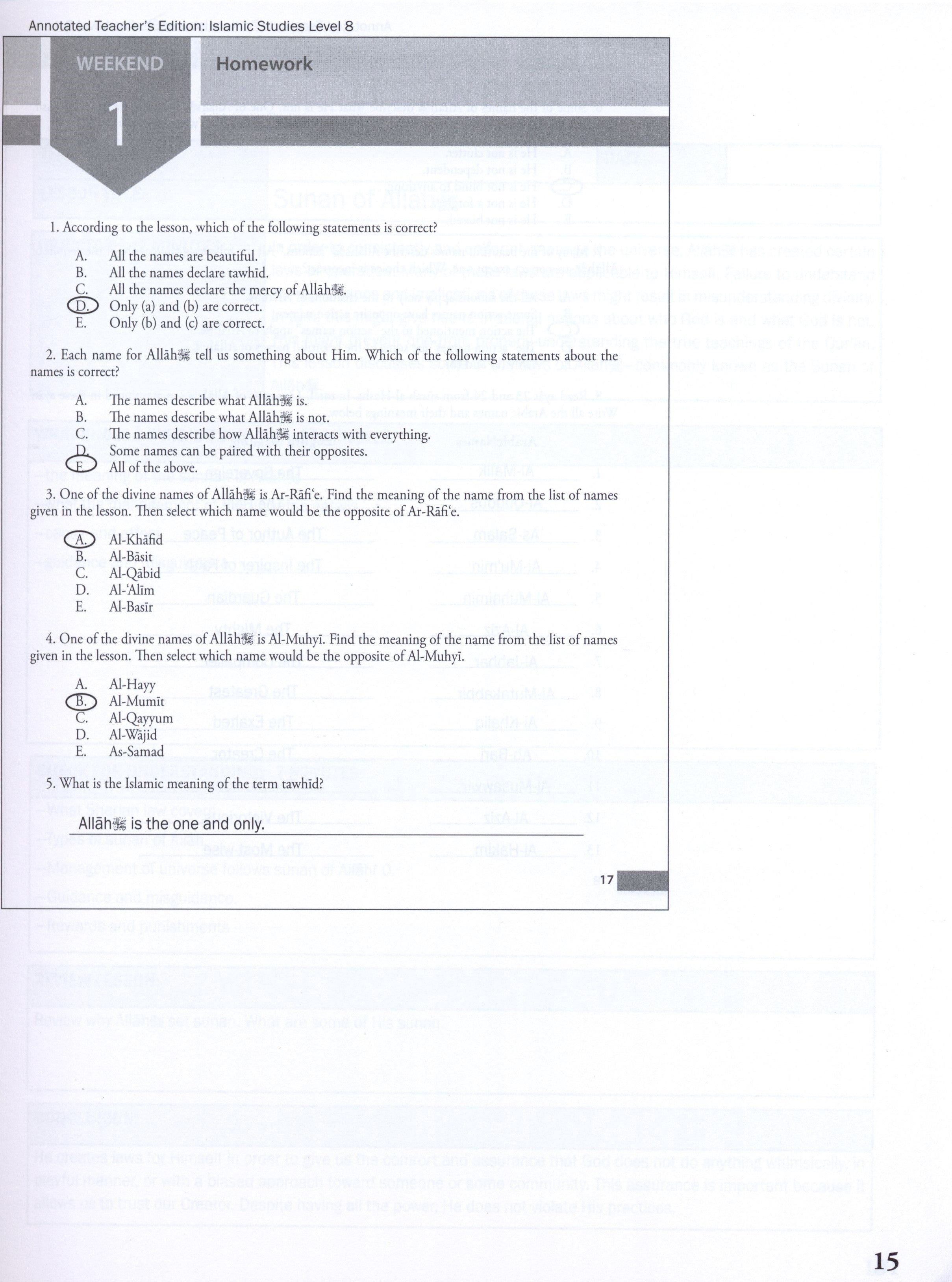 Weekend Learning Islamic Studies Teacher Manual Level 8
