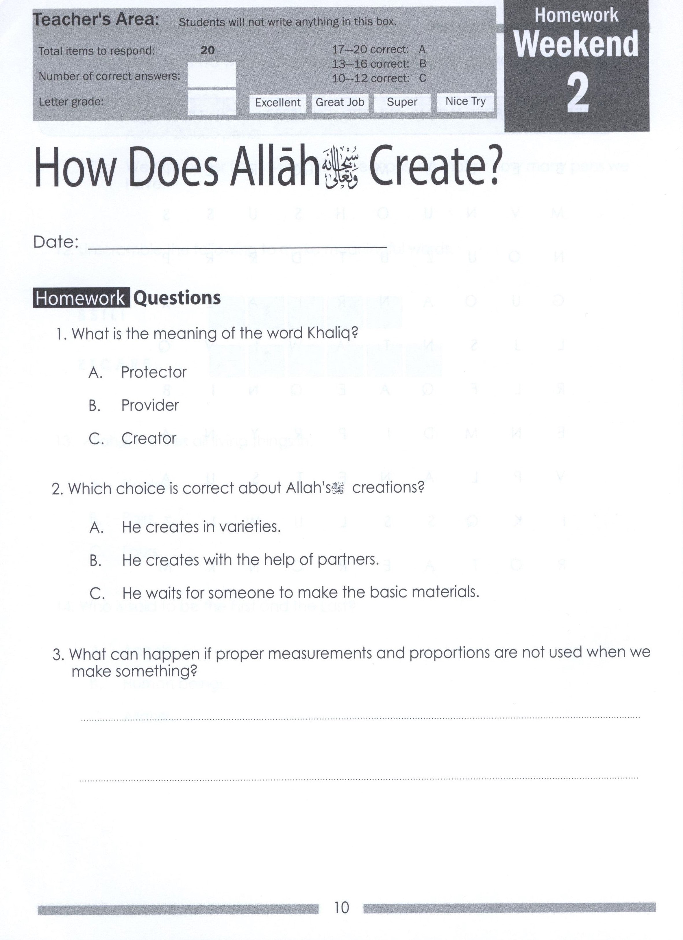 Weekend Learning Islamic Studies Workbook Level 2