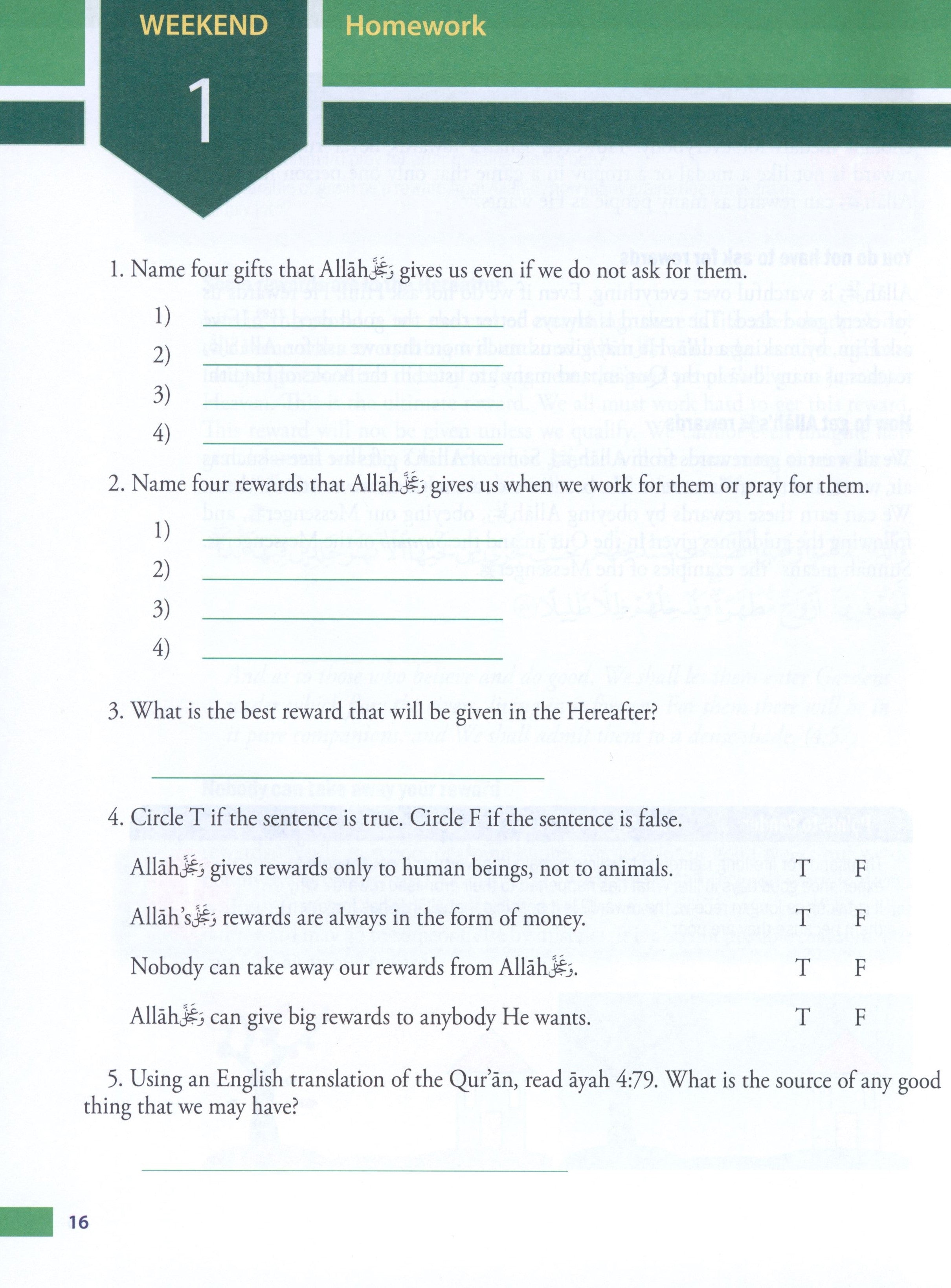 Weekend Learning Islamic Studies Level 4