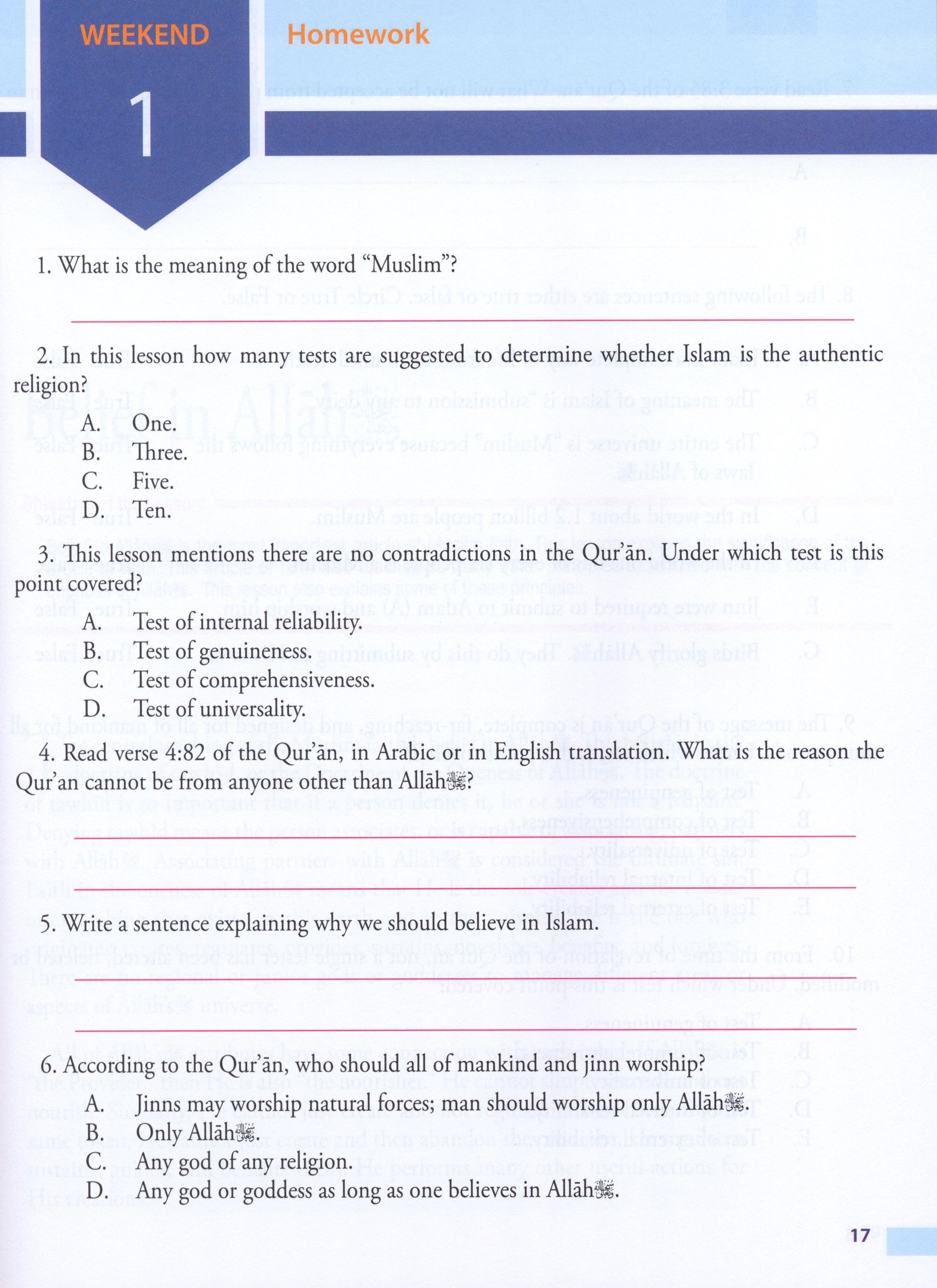 Weekend Learning Islamic Studies Level 7
