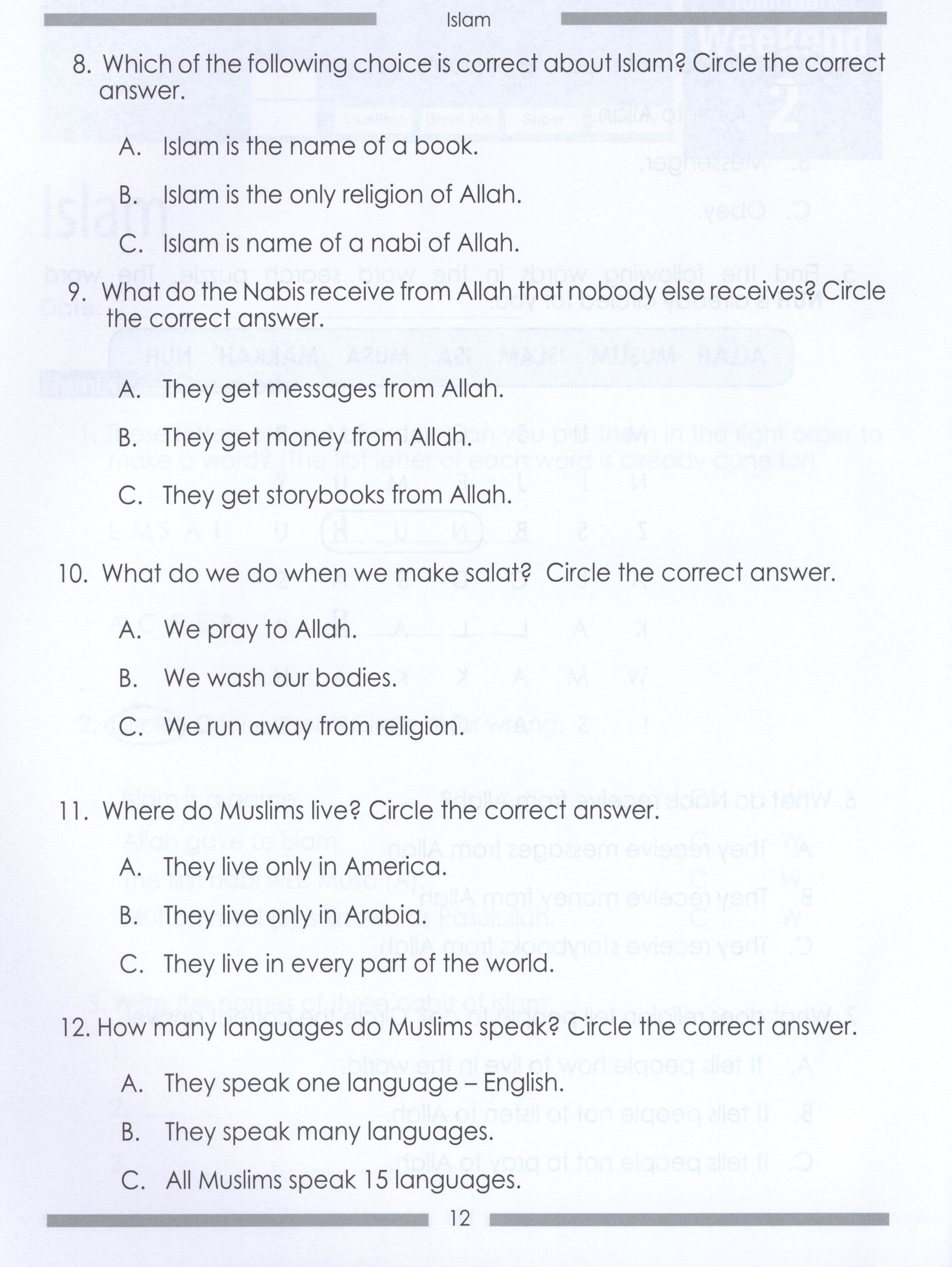 Weekend Learning Islamic Studies Workbook Level 1