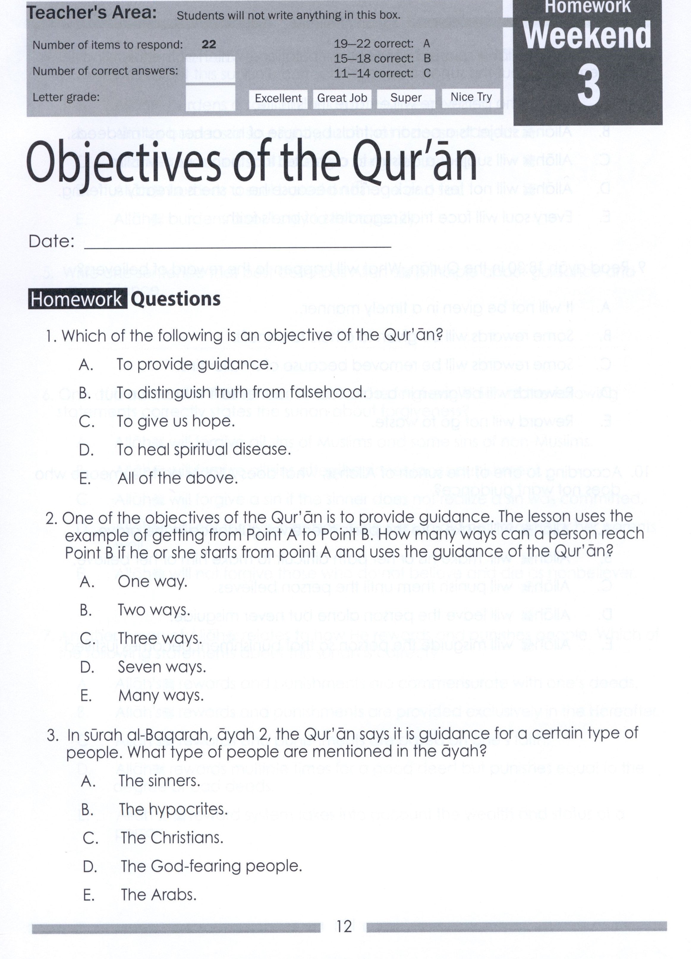 Weekend Learning Islamic Studies Workbook Level 8