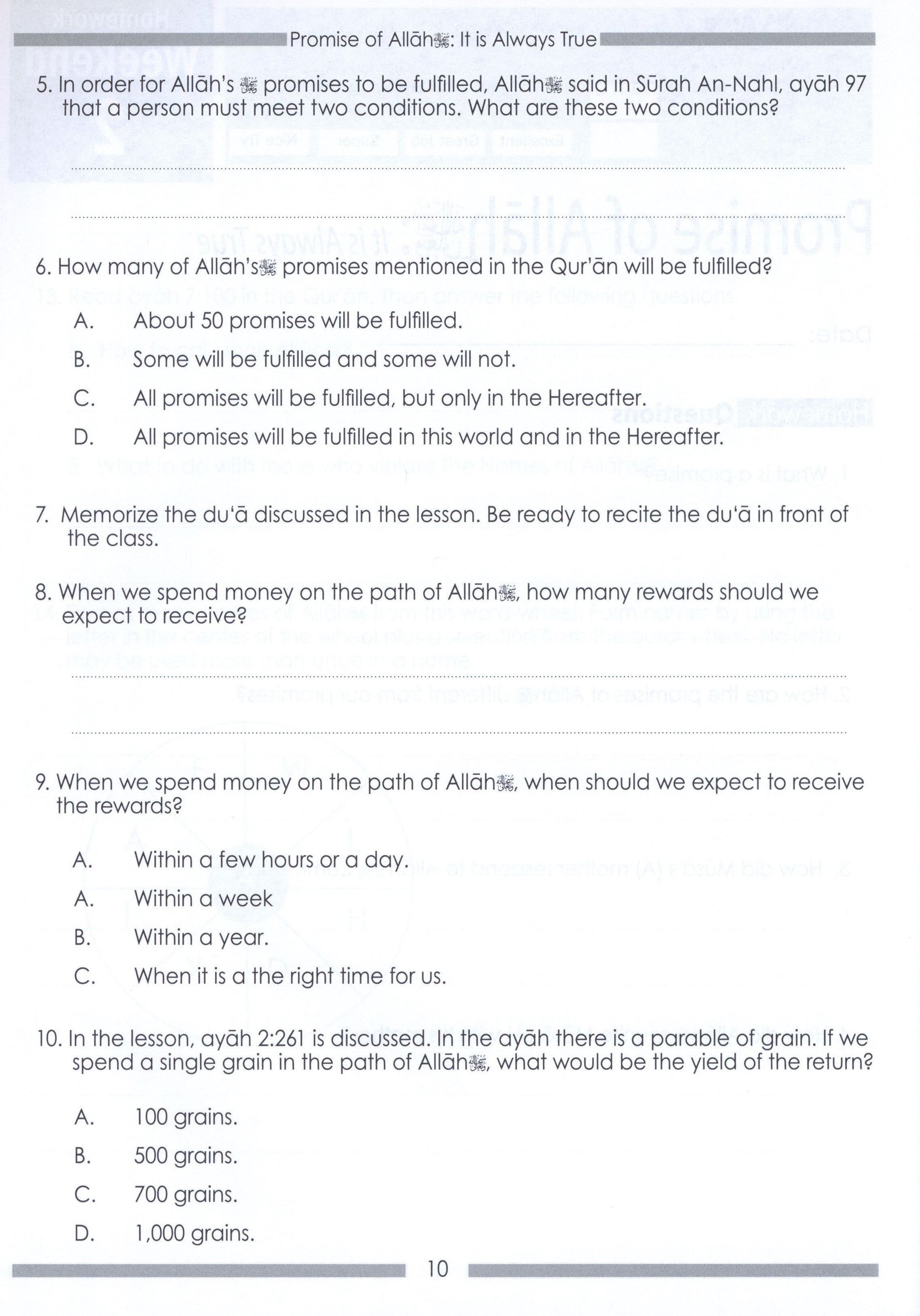 Weekend Learning Islamic Studies Workbook Level 6