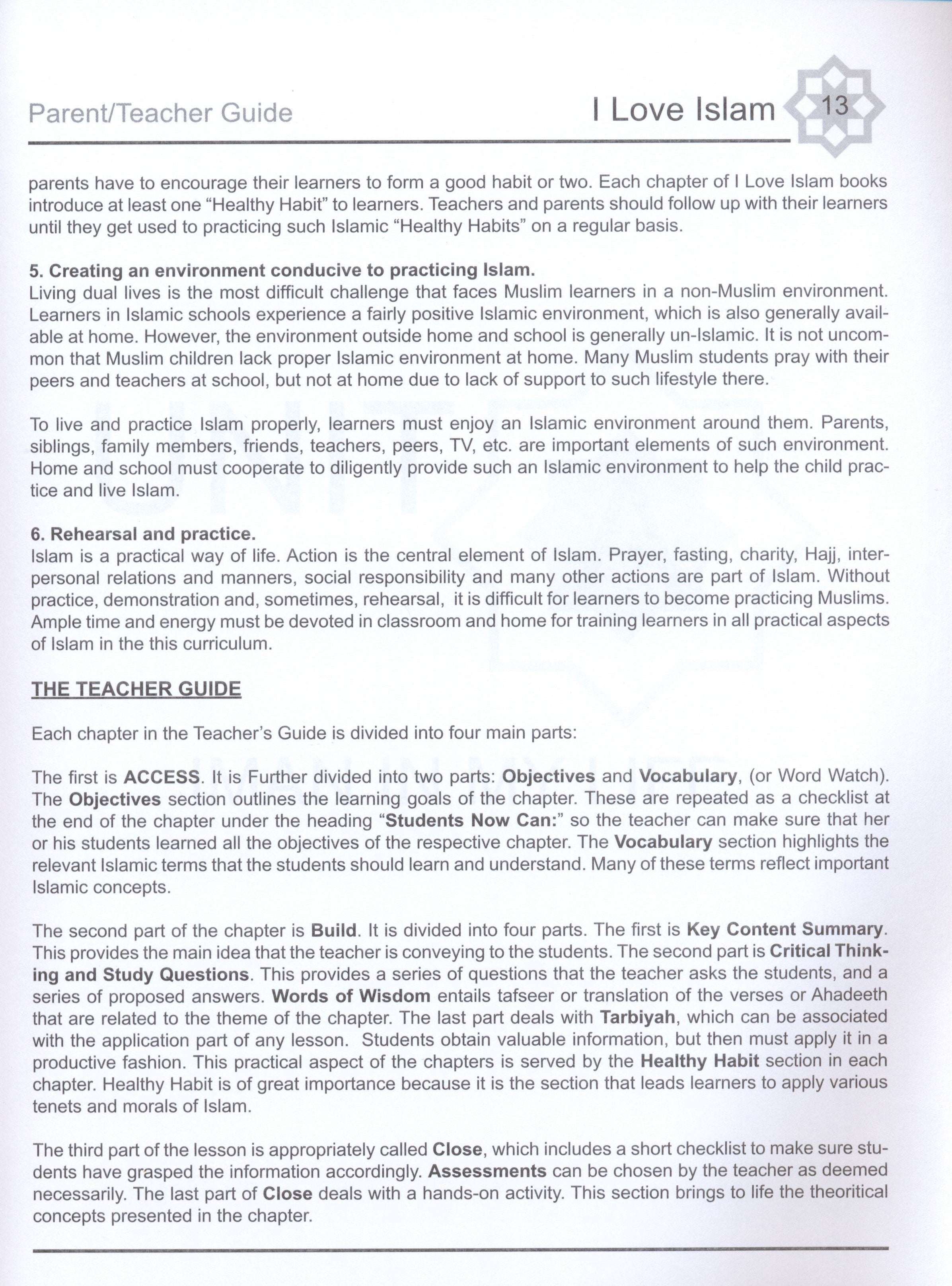 I Love Islam Teacher / Parent Guide Level 2 - First Edition