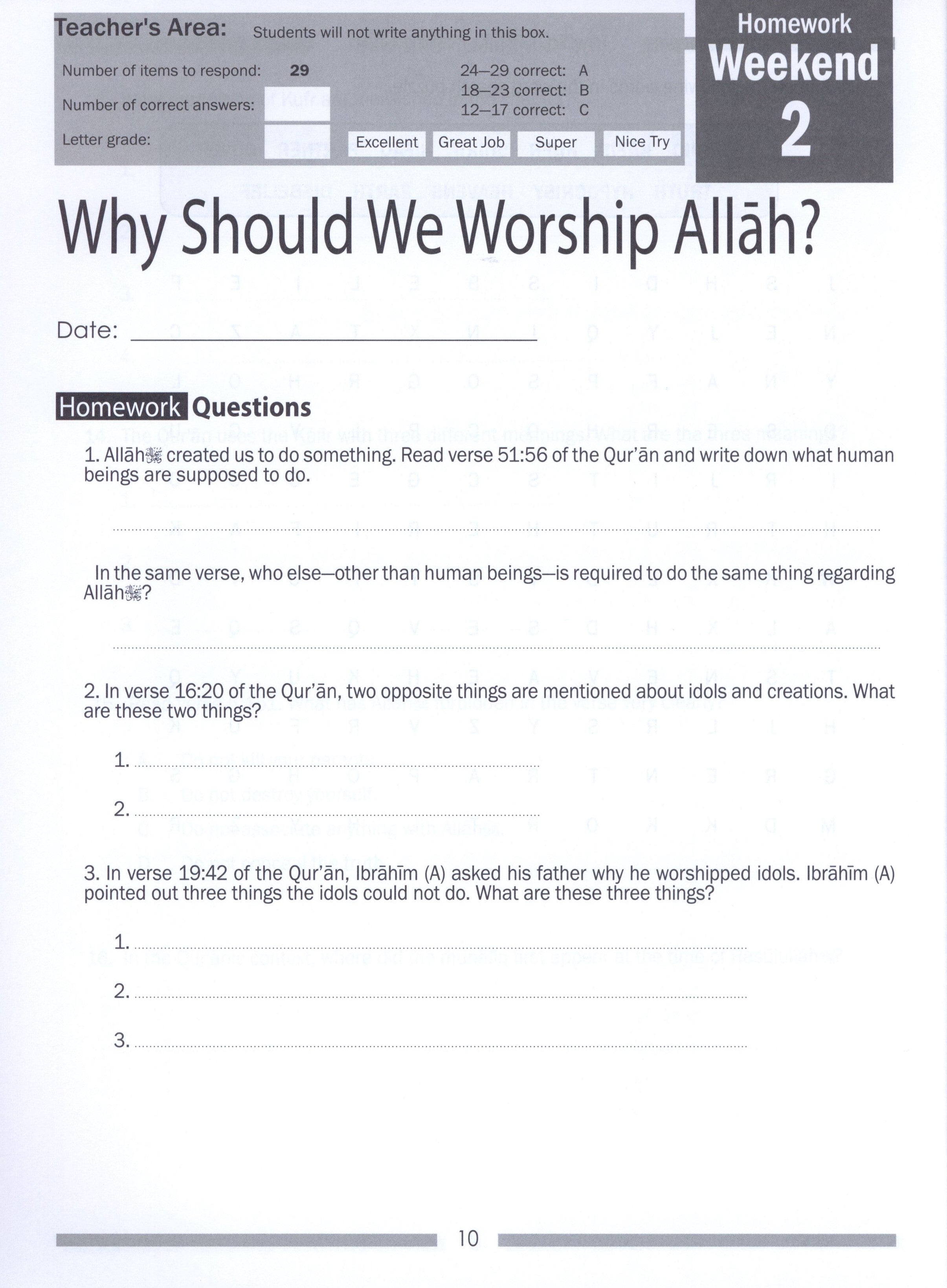 Weekend Learning Islamic Studies Workbook Level 5