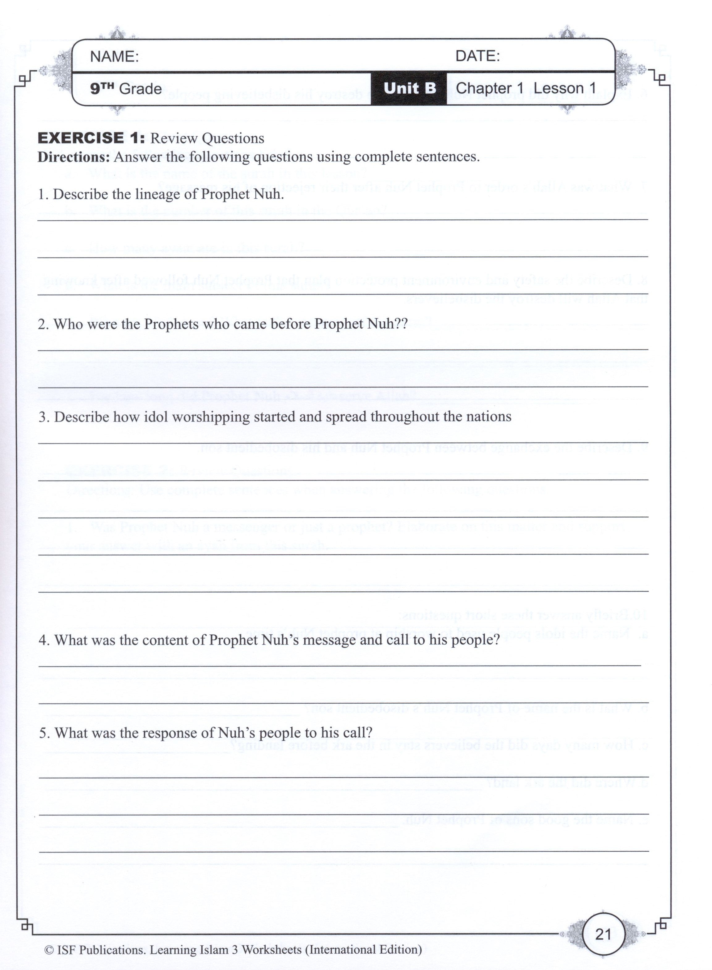 Learning Islam Workbook Level 3 (8th Grade)