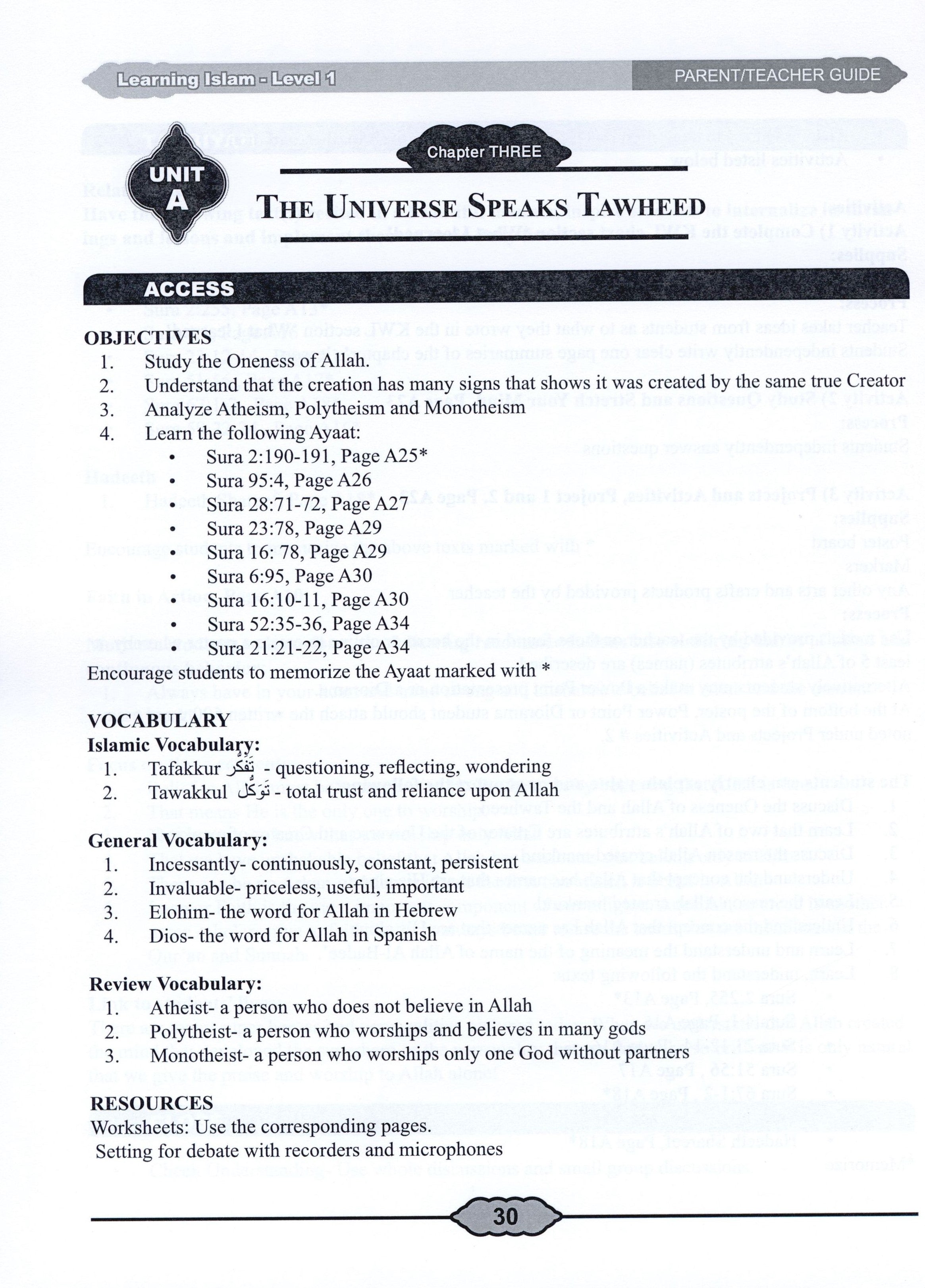Learning Islam Teacher Book Level 1 (6th Grade)