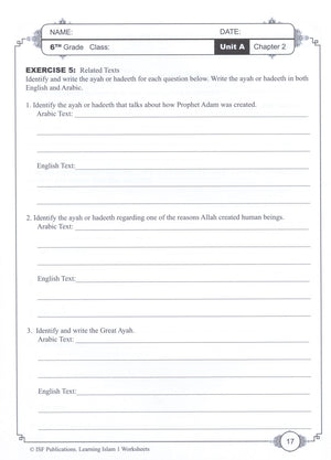 Learning Islam Workbook Level 1 (6th Grade)